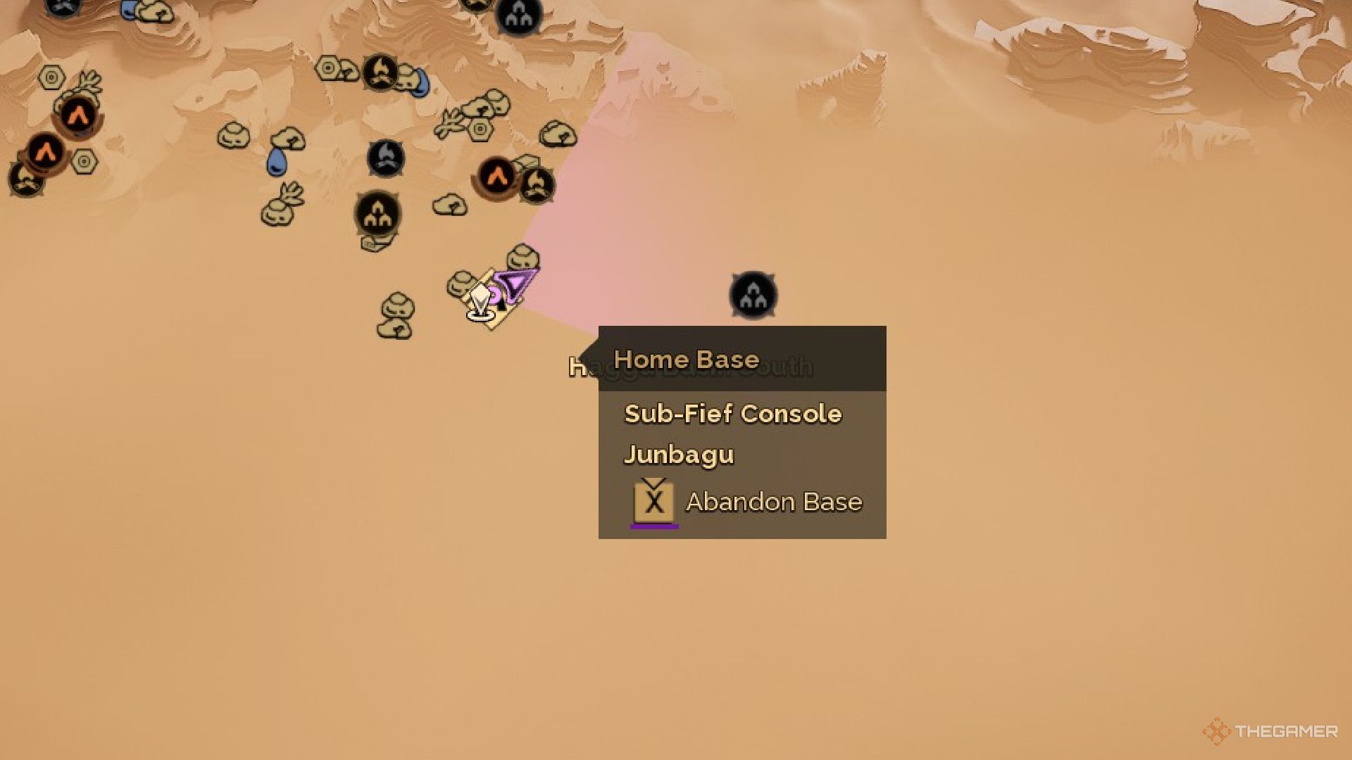 A player looking at the option to Abandon their base in Dune Awakening.