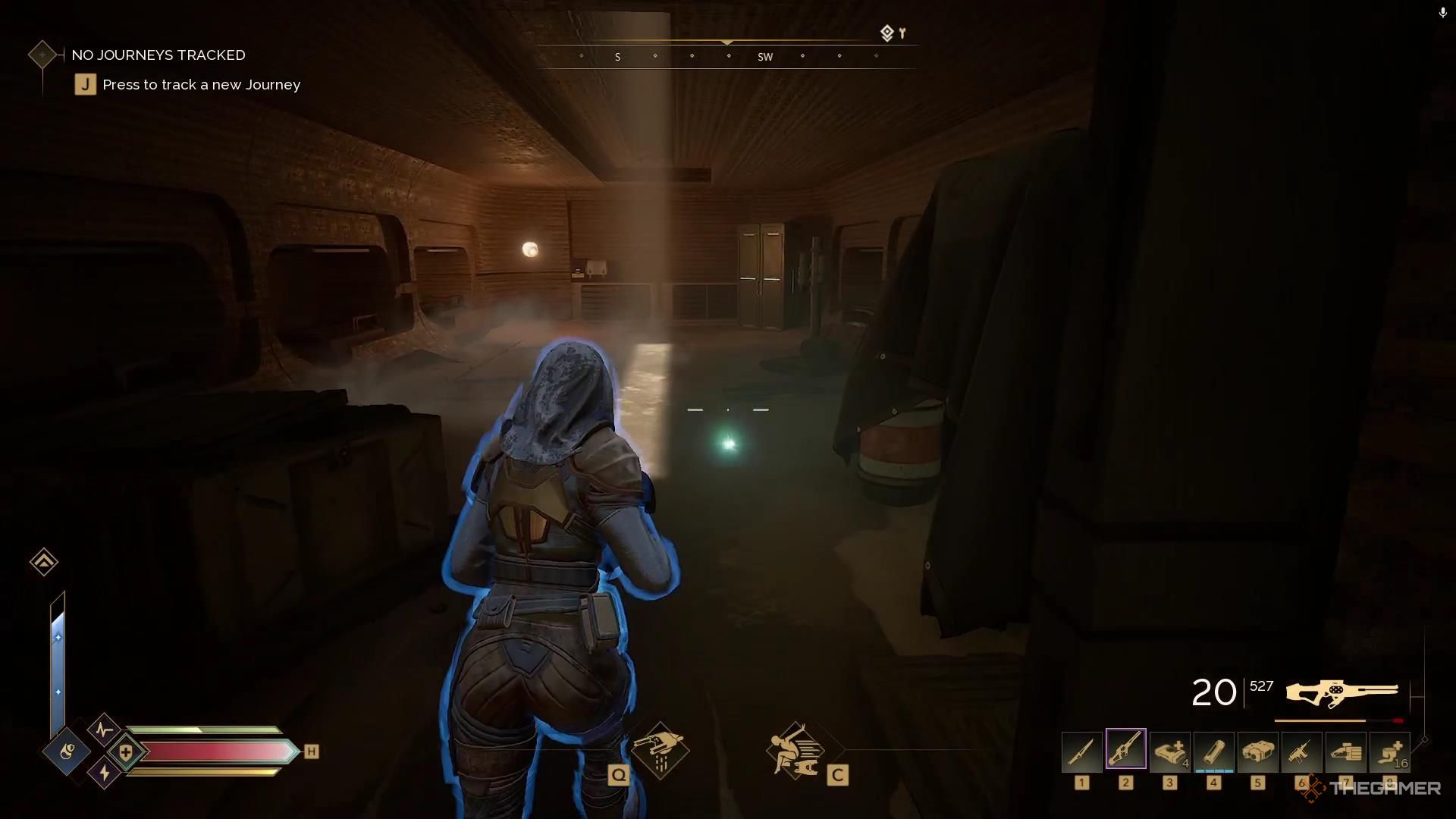 A small room with a locker at the back of it in Dune Awakening.