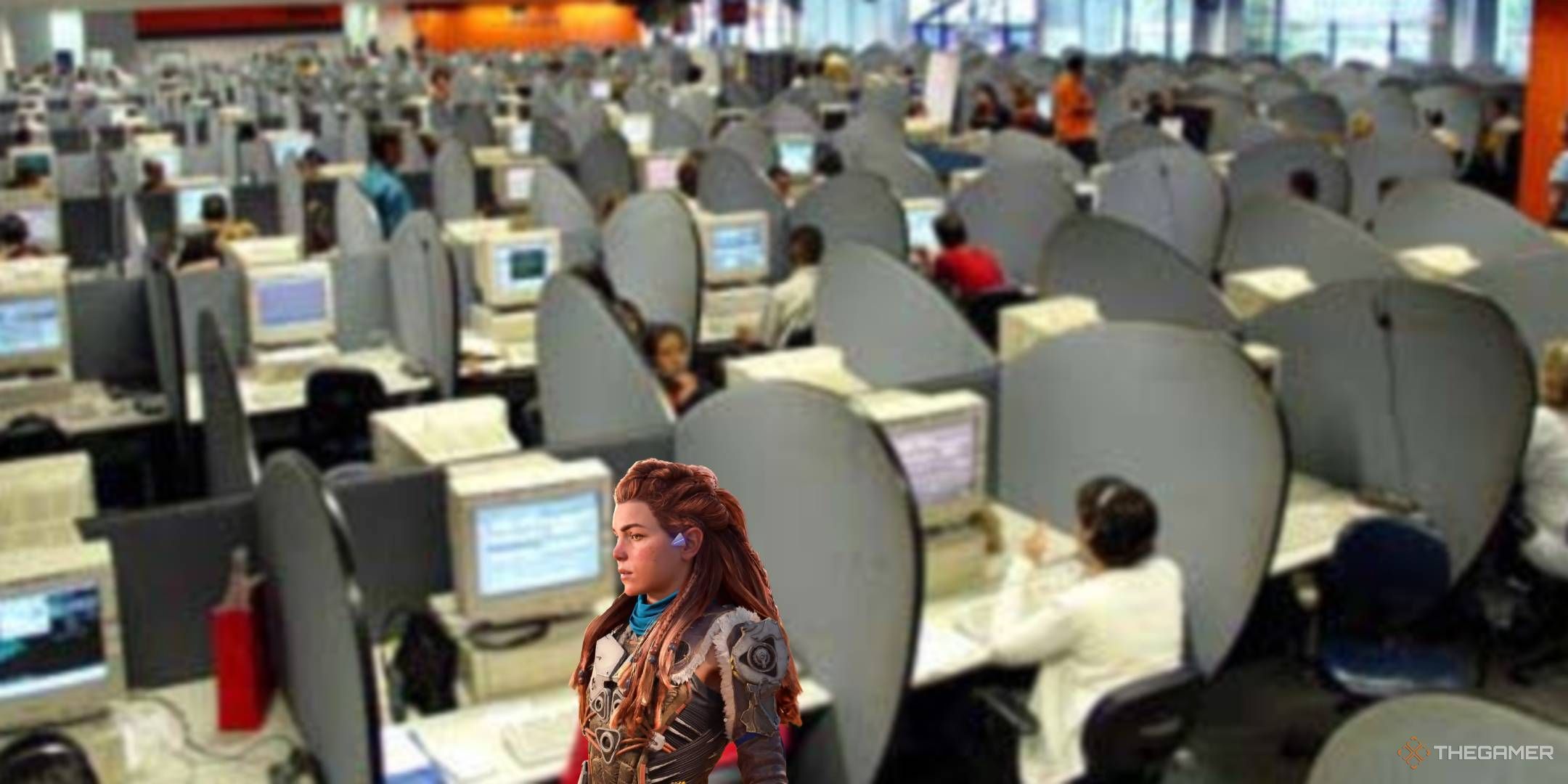 Aloy by a computer in a call center.