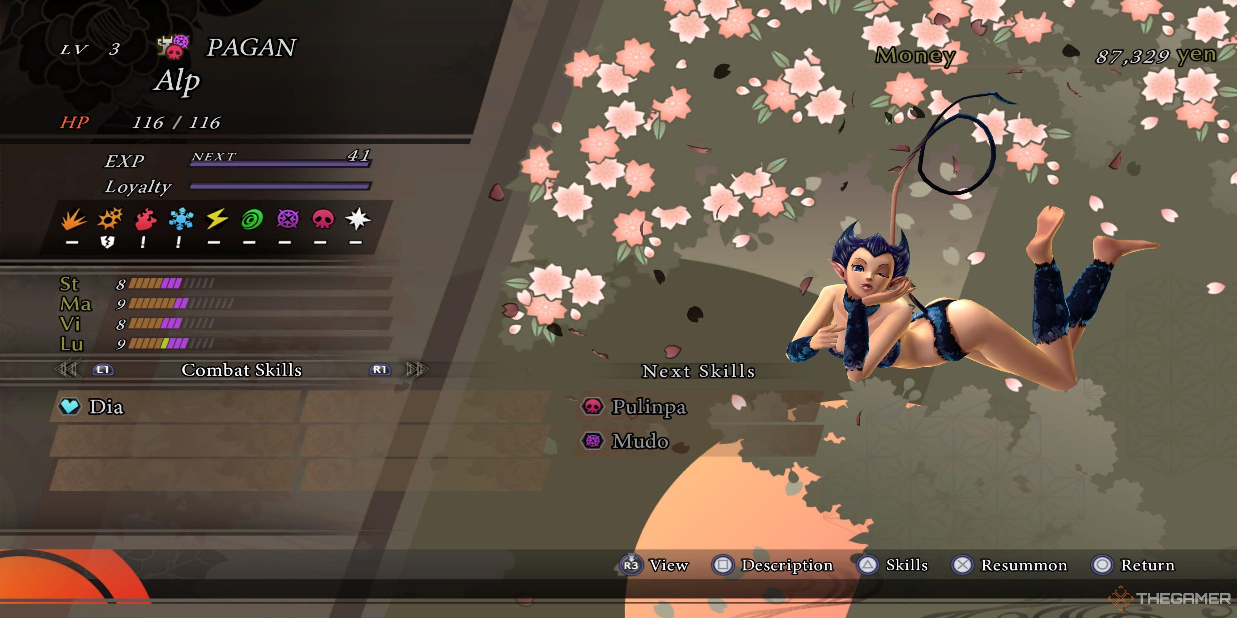 Alp demon screen and stats from raidou remastered.
