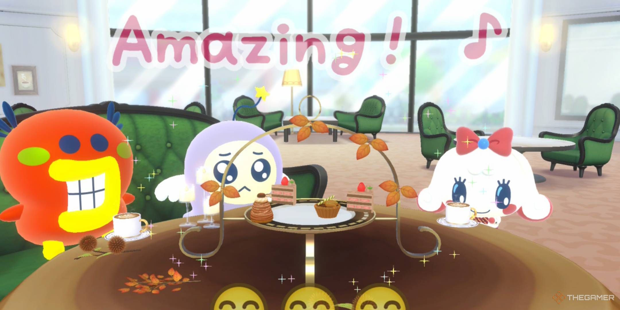 An amazing success at the tea shop in Tamagotchi Plaza.