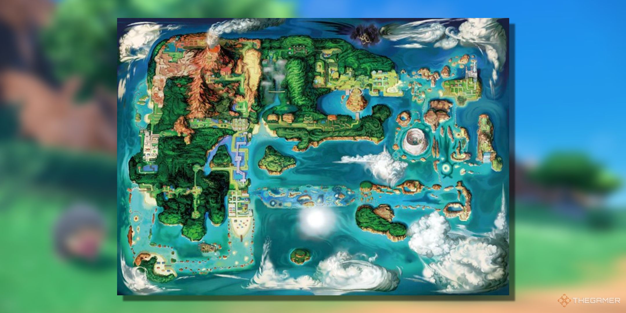 An image of the Hoenn region from Pokemon.