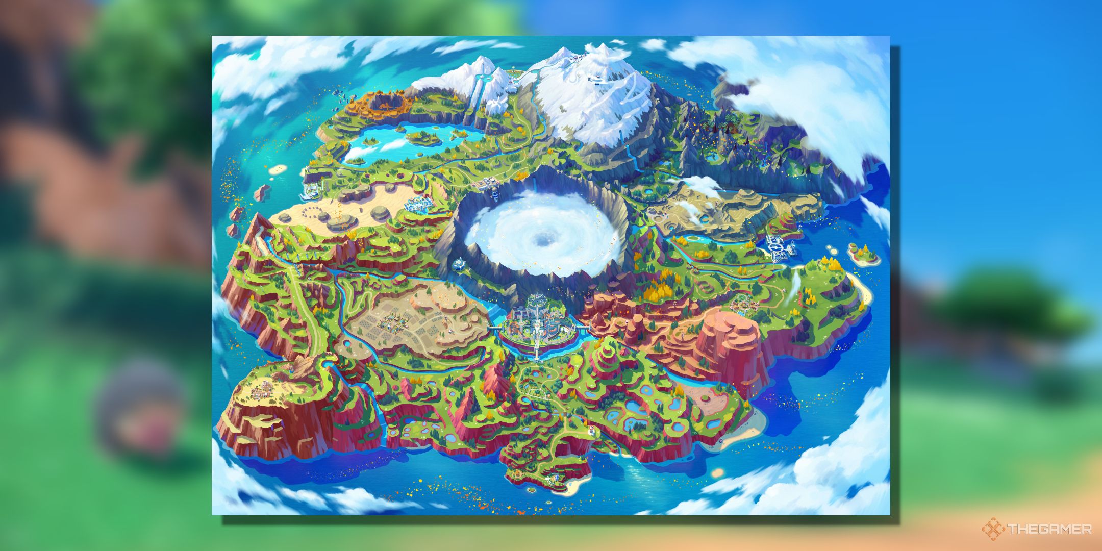 An image of the Paldea region from Pokemon.