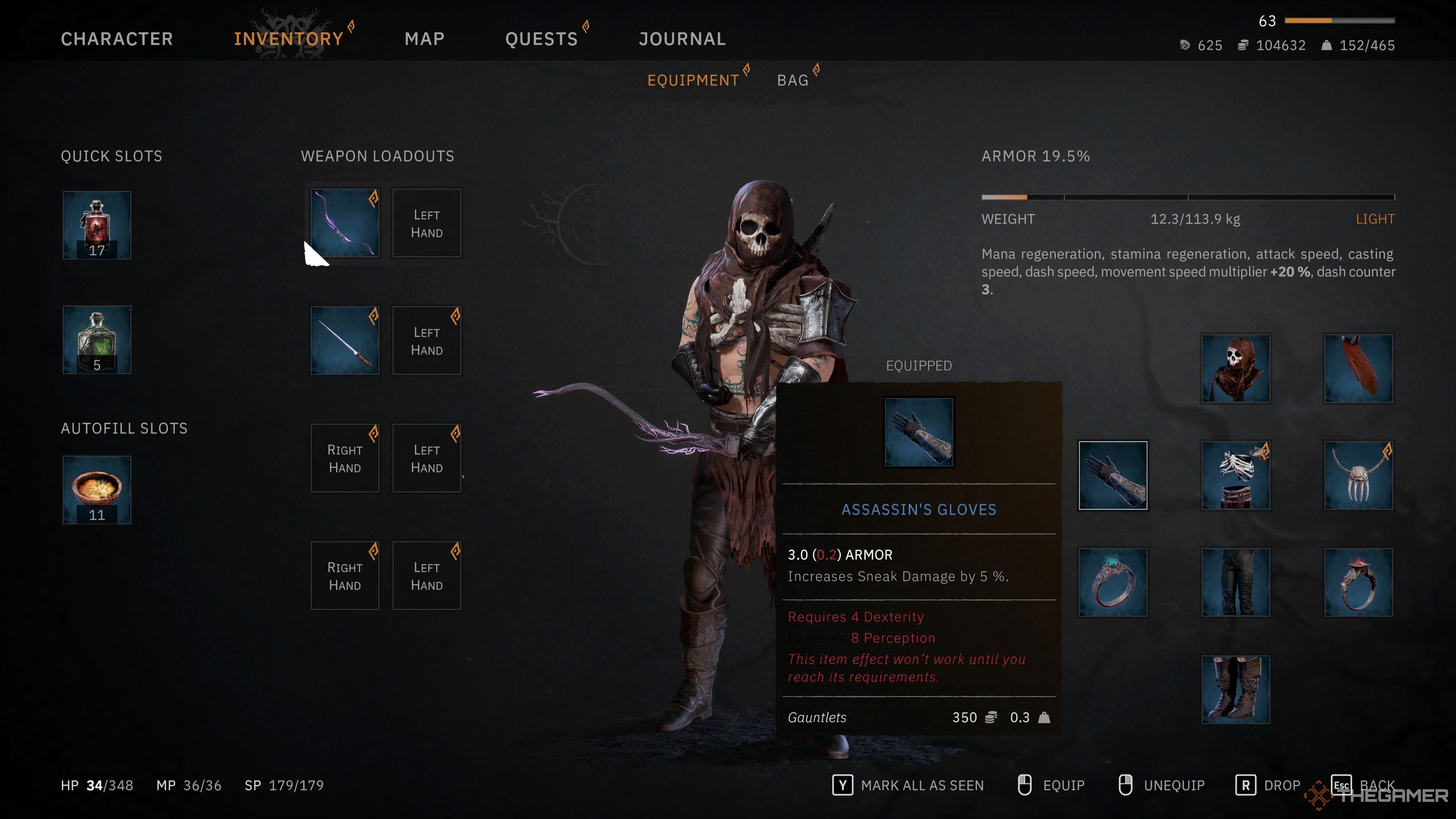 Assassin's Gloves in Tainted Grail Fall of Avalon.