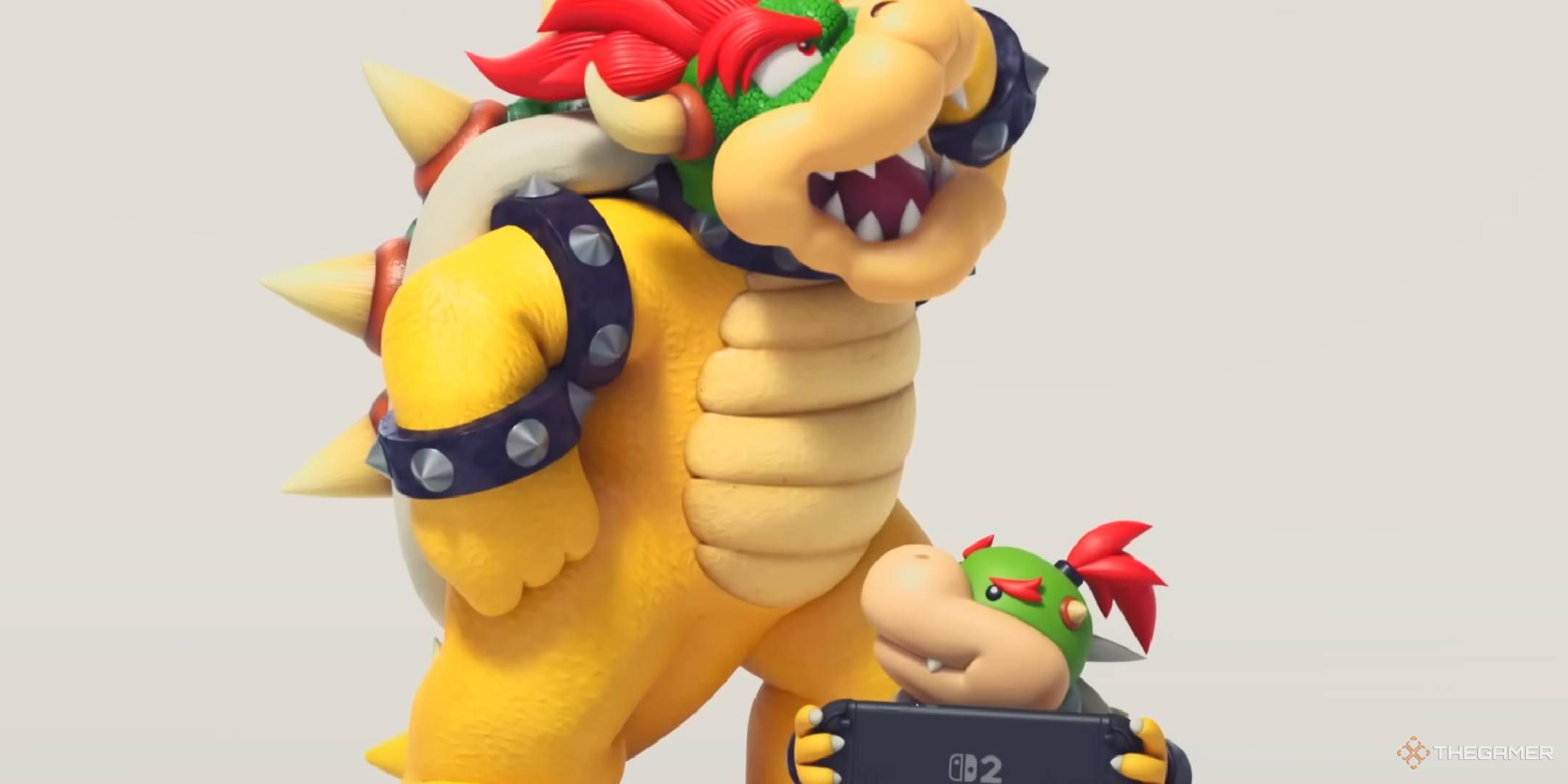 Bowser and Bowser Jr with a Nintendo Switch 2 in the Parental Controls video.