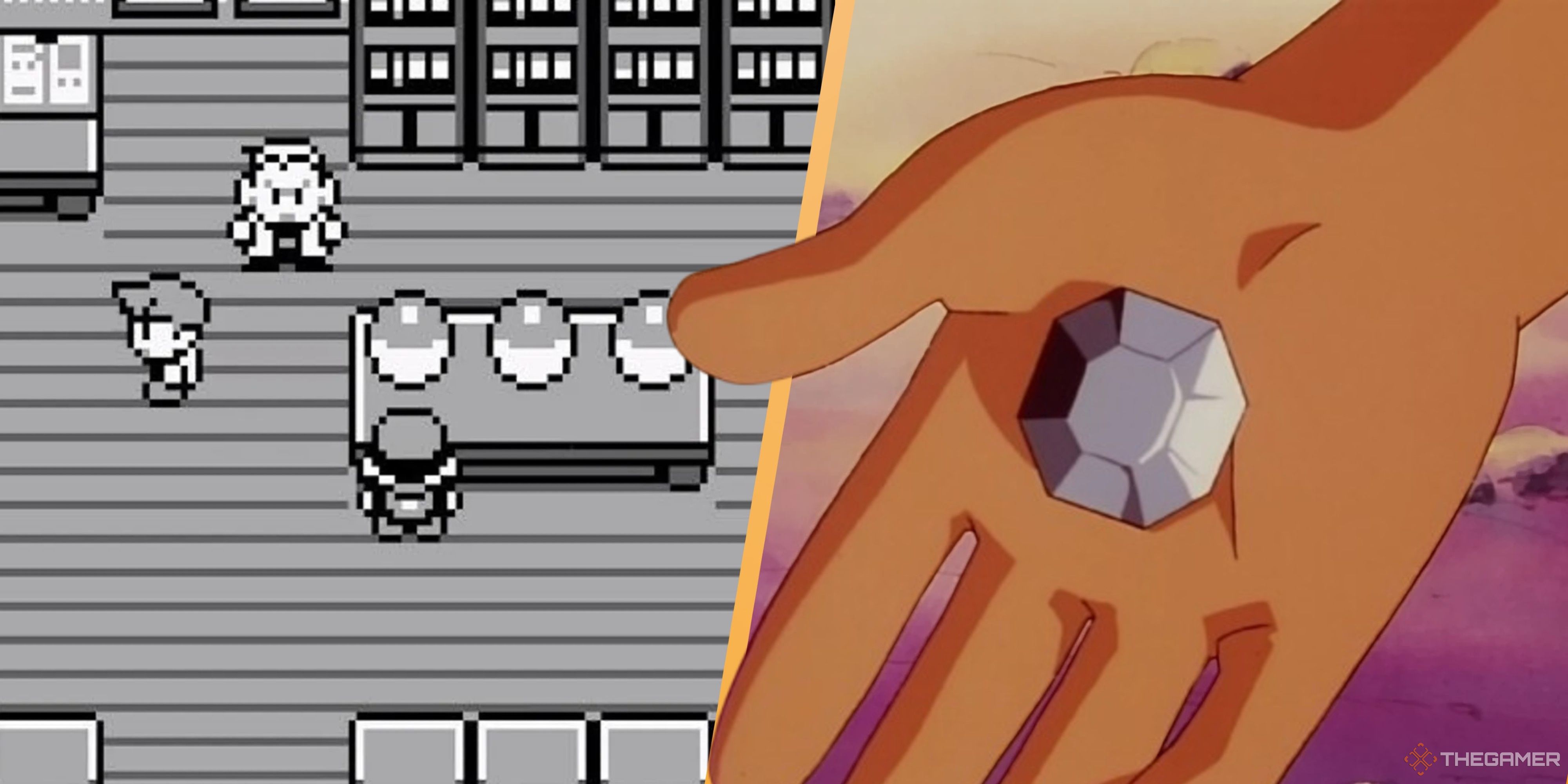 brock holding out a boulder badge next to picking your partner in pokemon red.