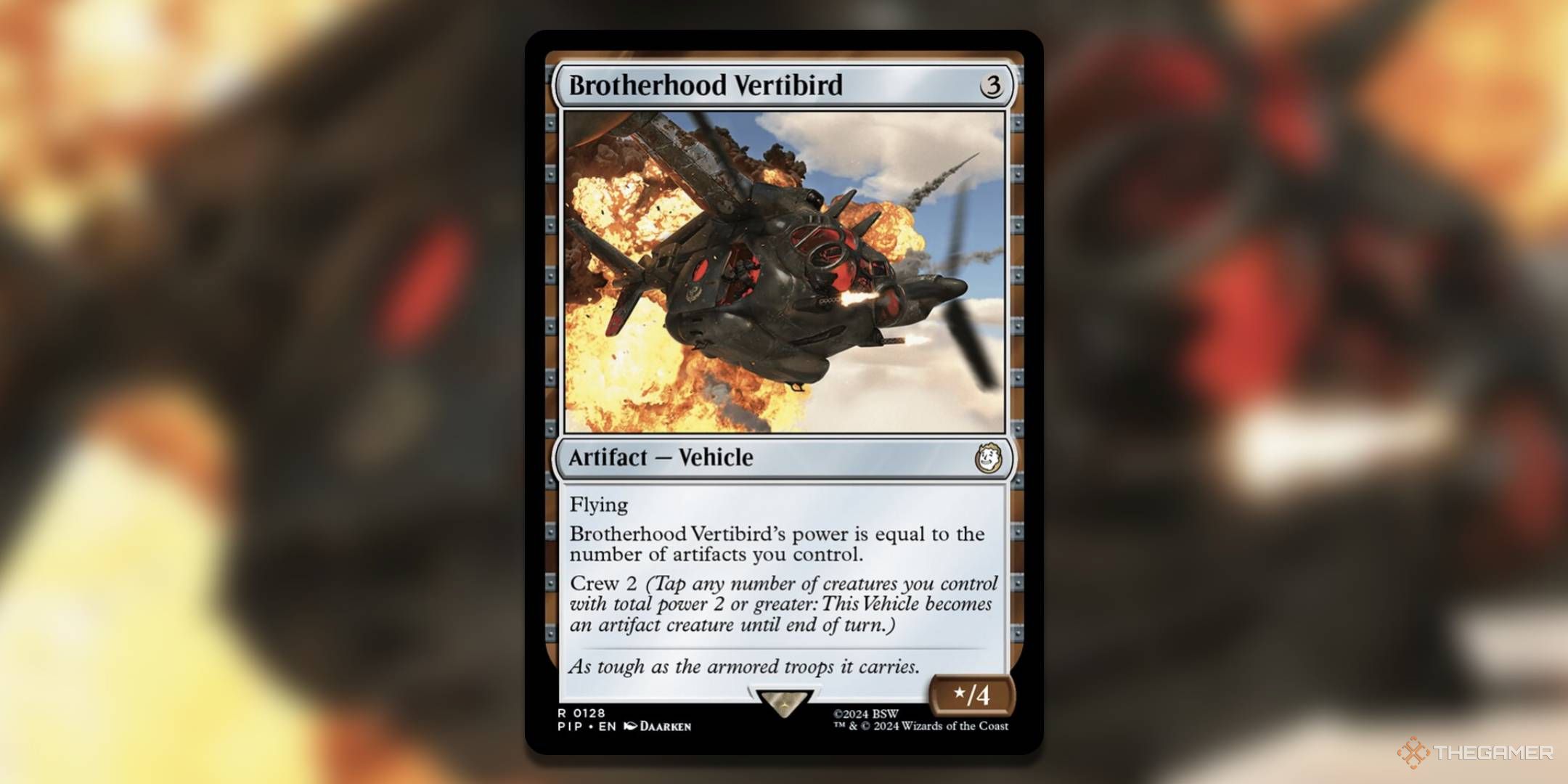 The Brotherhood Vertibird card, from Magic: The Gathering's Fallout.