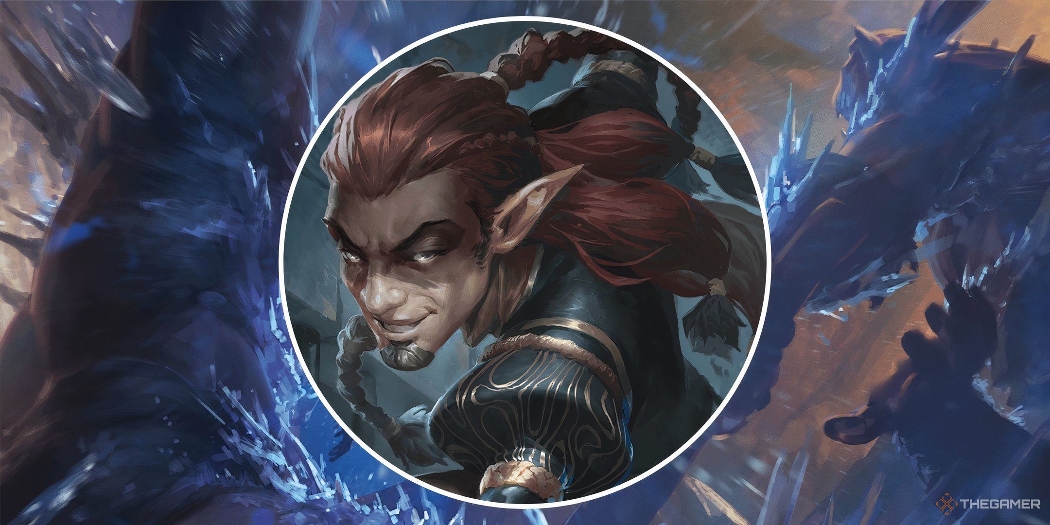 A split image of a rogue with a backdrop of an icy attack in Dungeons & Dragons or DND.