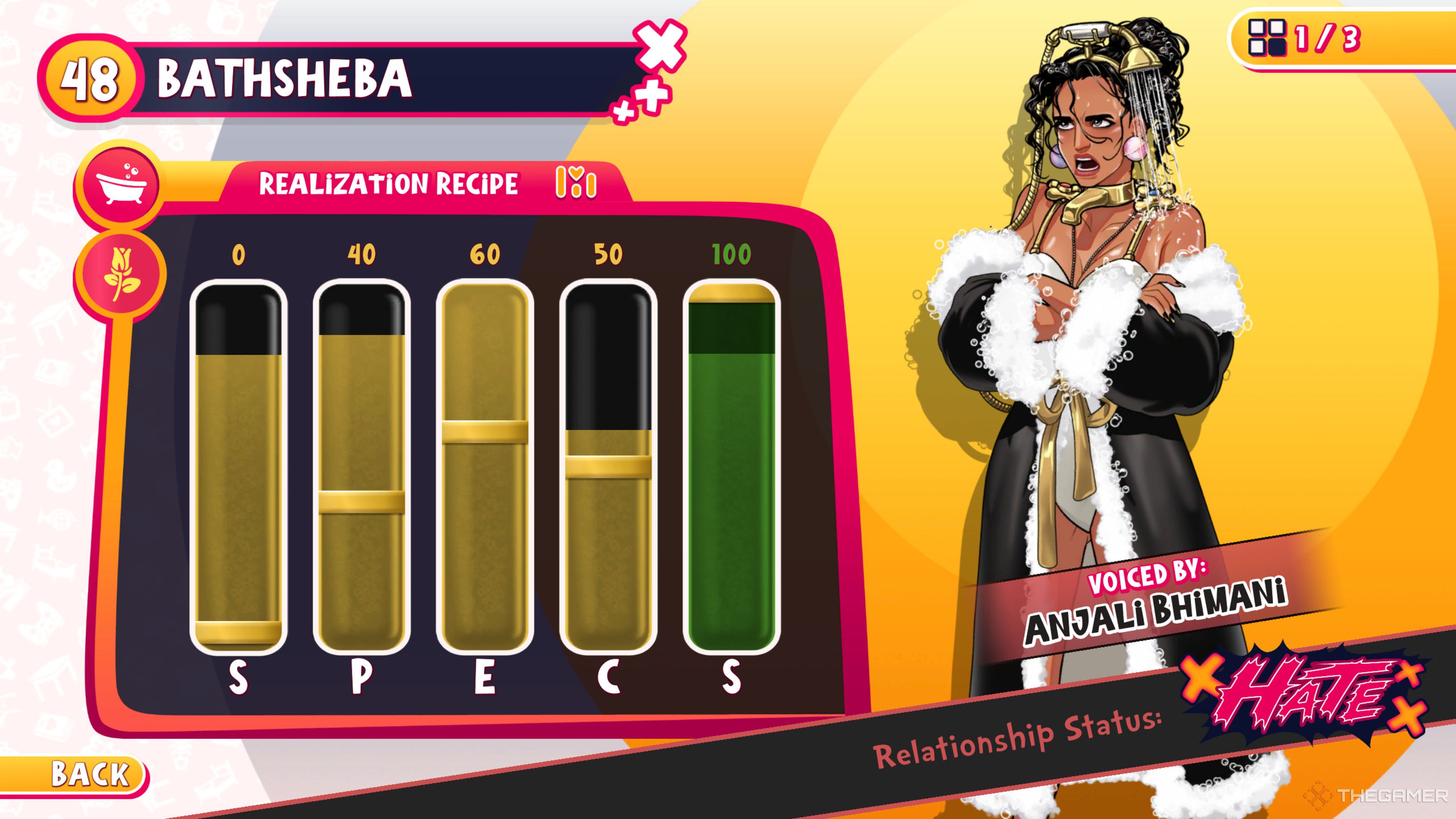 The realization recipe of Bathsheba in Date Everything.