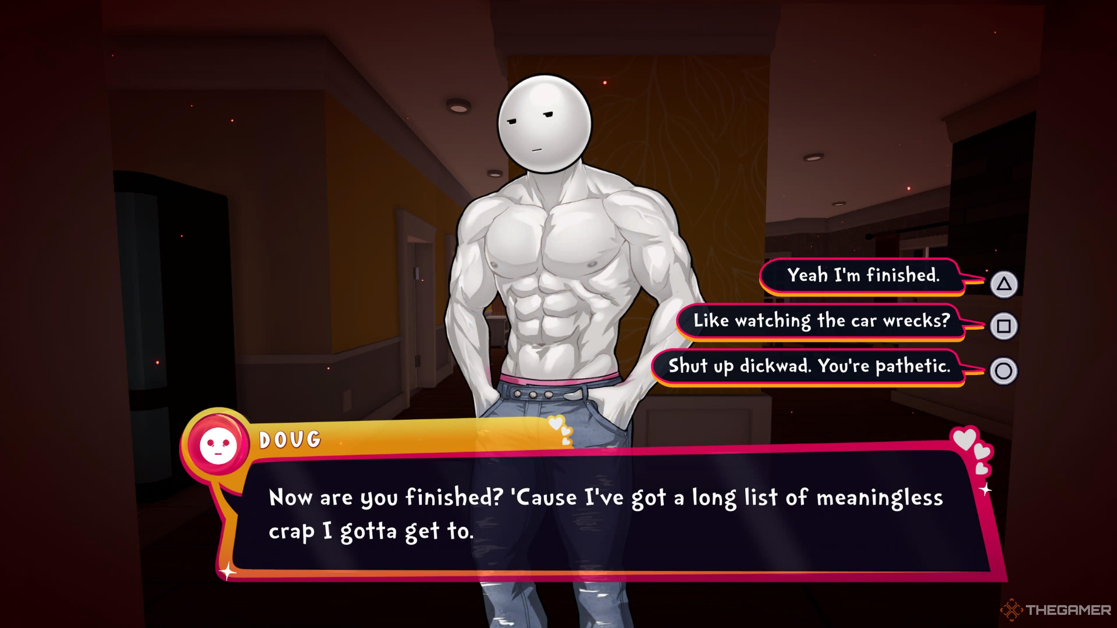 Dialogue choices with Doug in Date Everything.