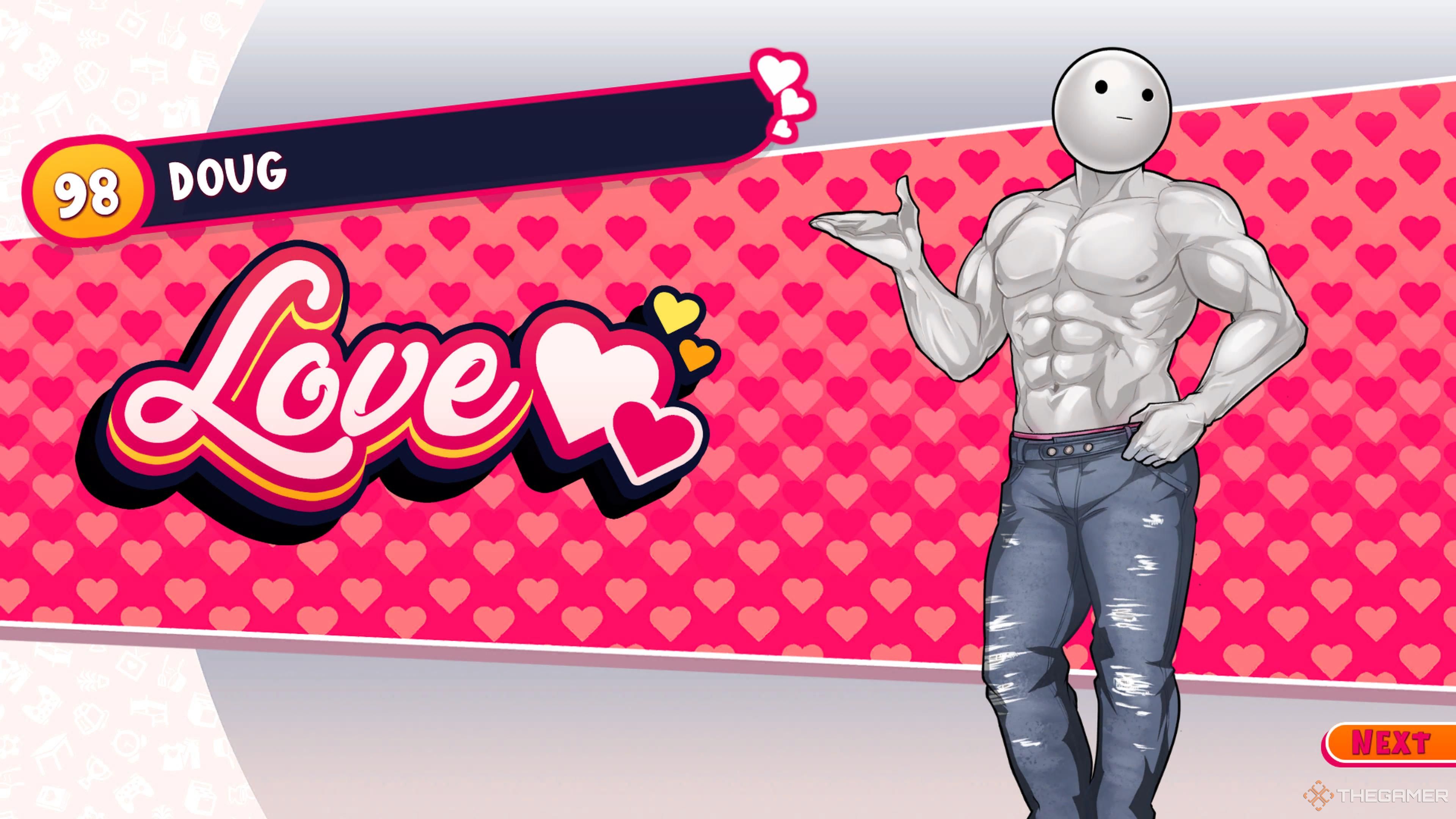 The love ending screen for Doug in Date Everything. 