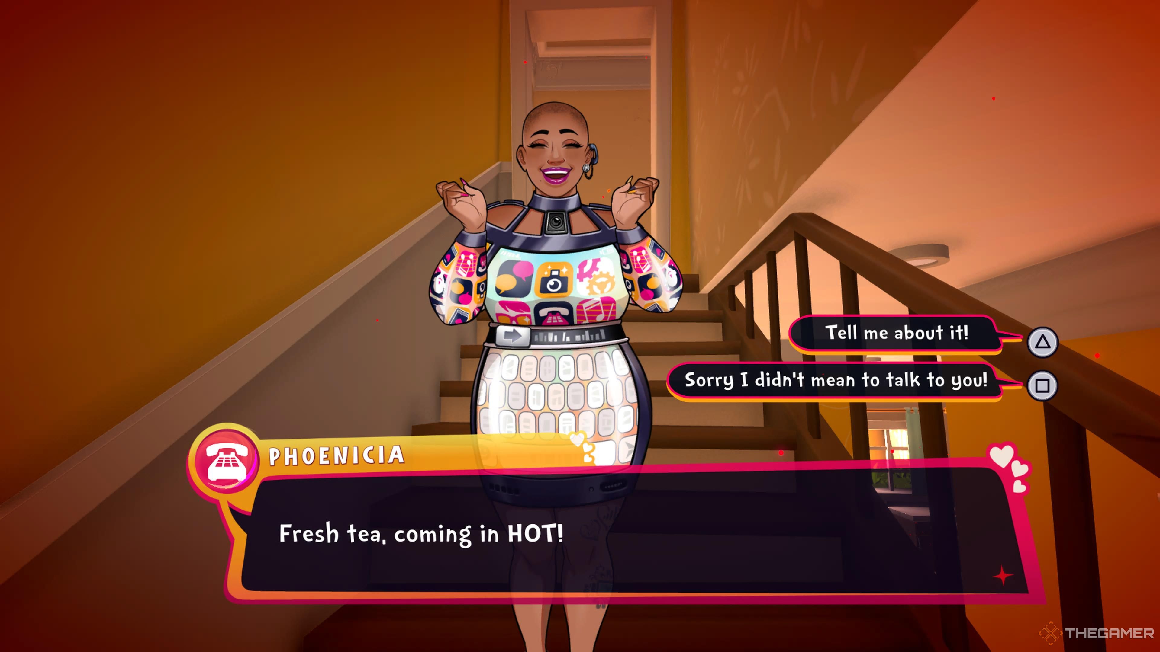 Phoenicia about to tell you gossip in Date Everything.