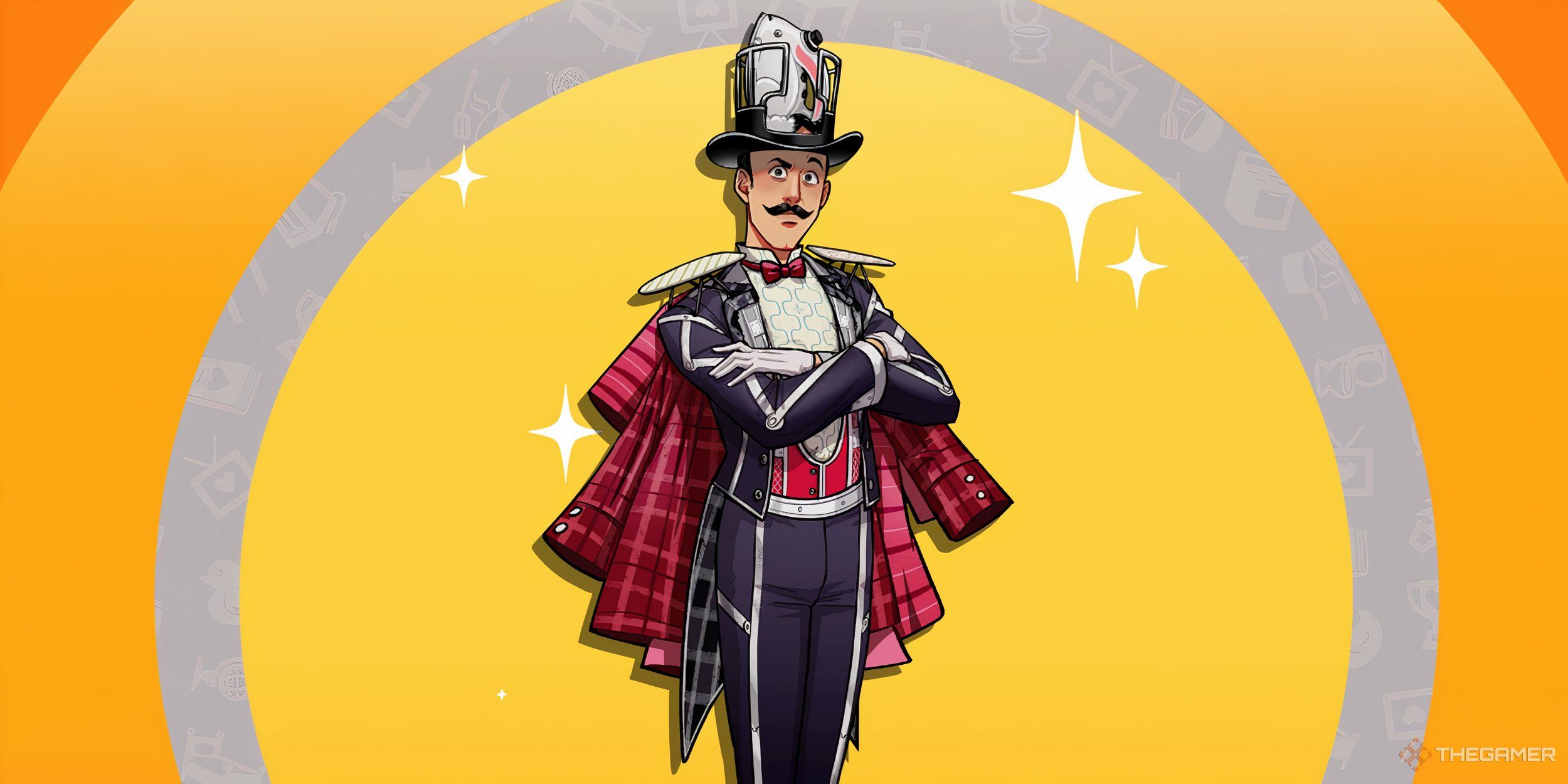 Ron on a yellow and silver circle background.