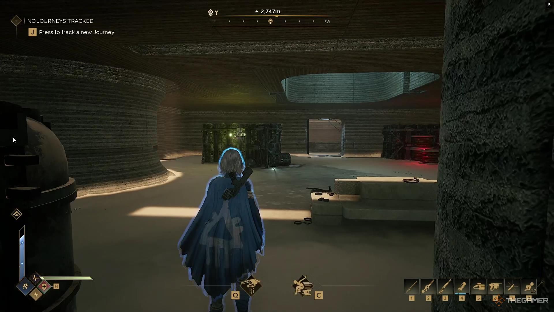 Derek stands in a cage in Dune Awakening.