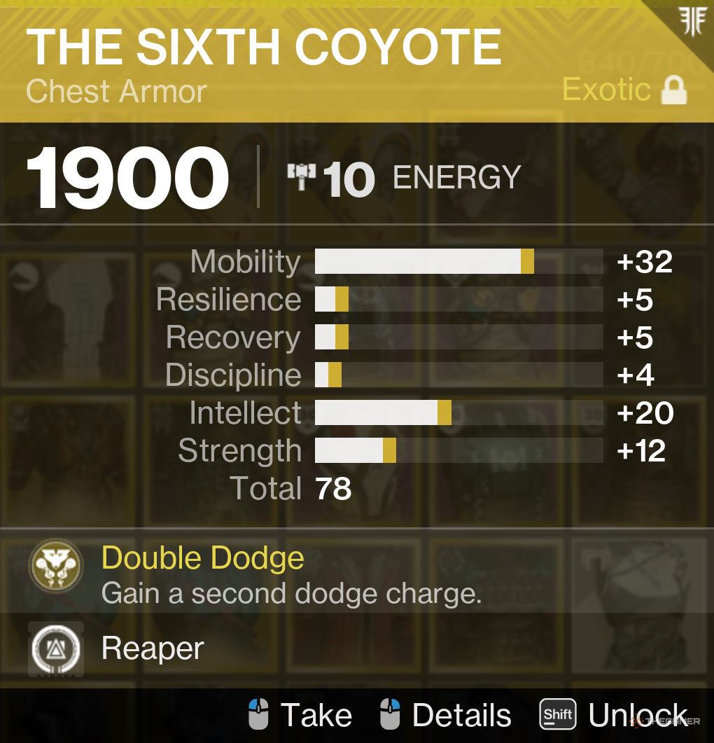 Destiny 2 Sixth Coyote With High Mobility And Intellect