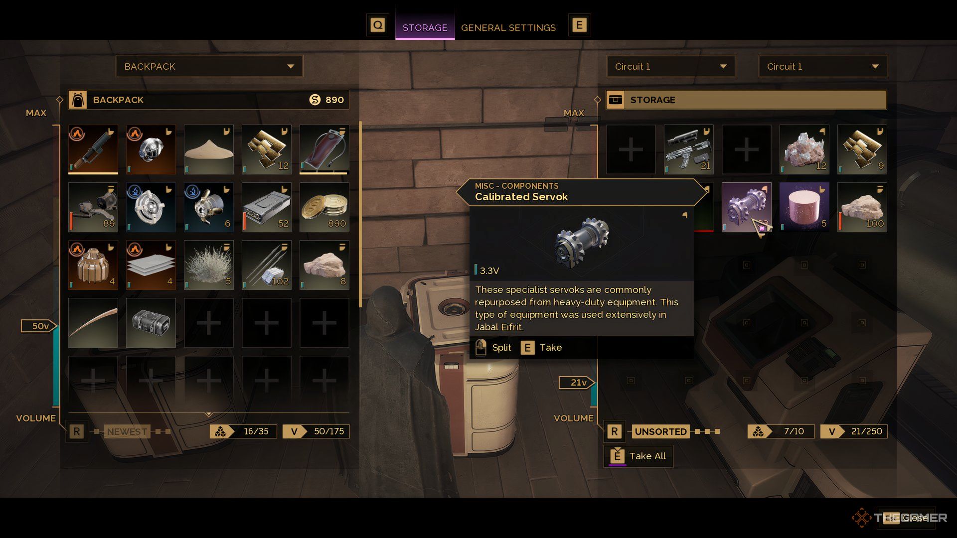 At the player storage in the base in Dune: Awakening with the Calibrated Servok selected. 