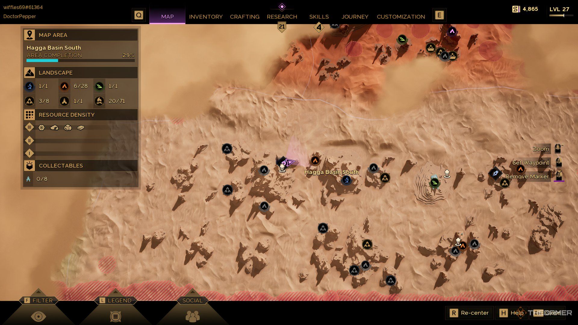 Player at the Griffen's Reach Tradepost on the map of Dune: Awakening.