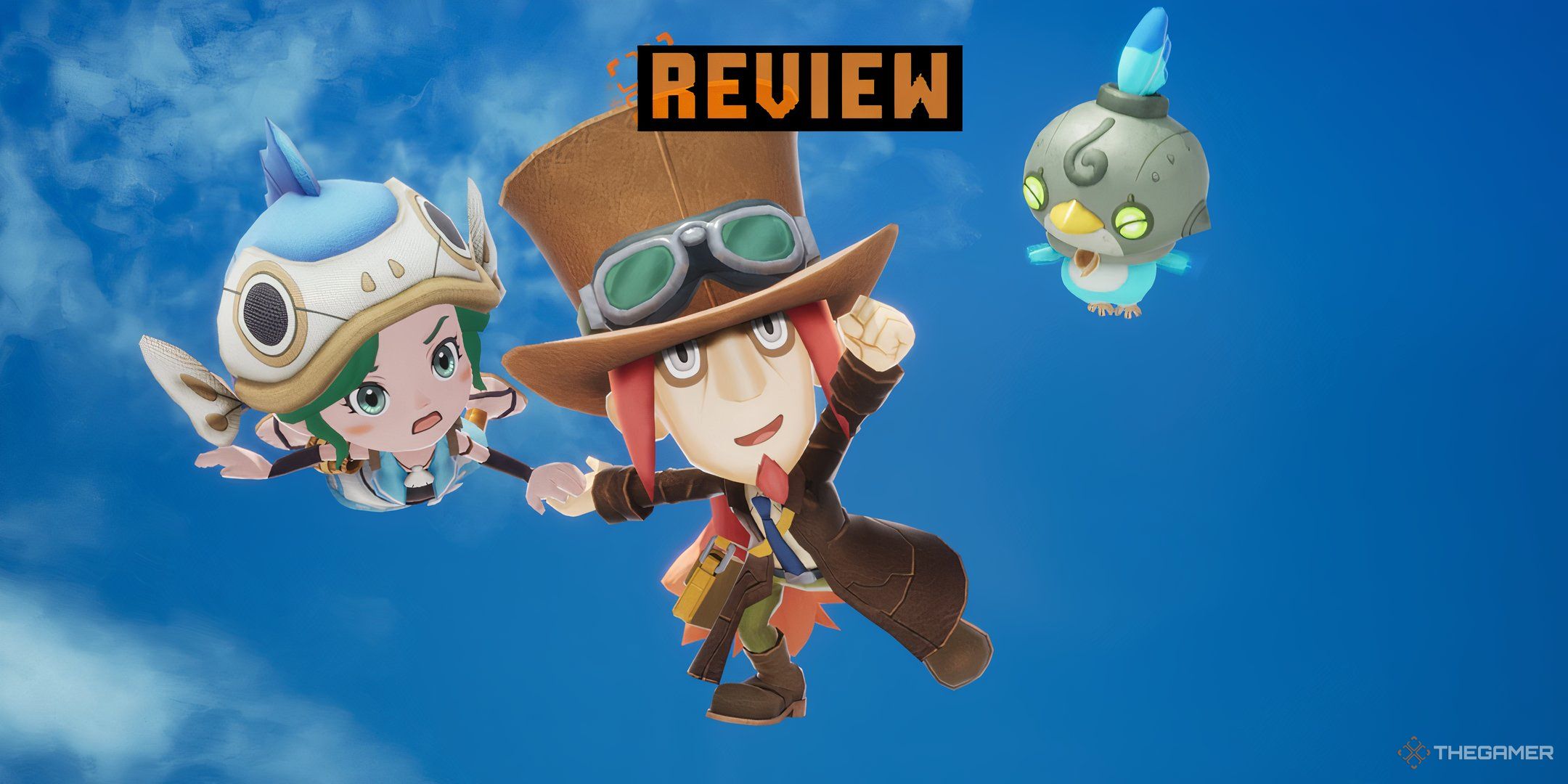 Edward Trip and the main character falling through the sky in Fantasy Life i The Girl Who Steals Time.