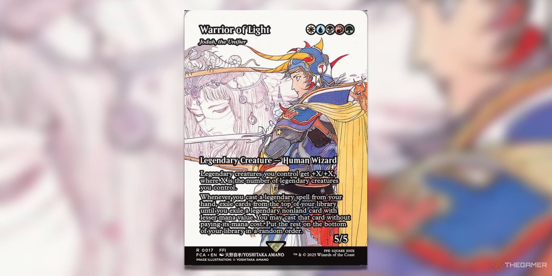 Final Fantasy MTG Cards Warrior Of Light depicting Jodah as a player character ready for battle.