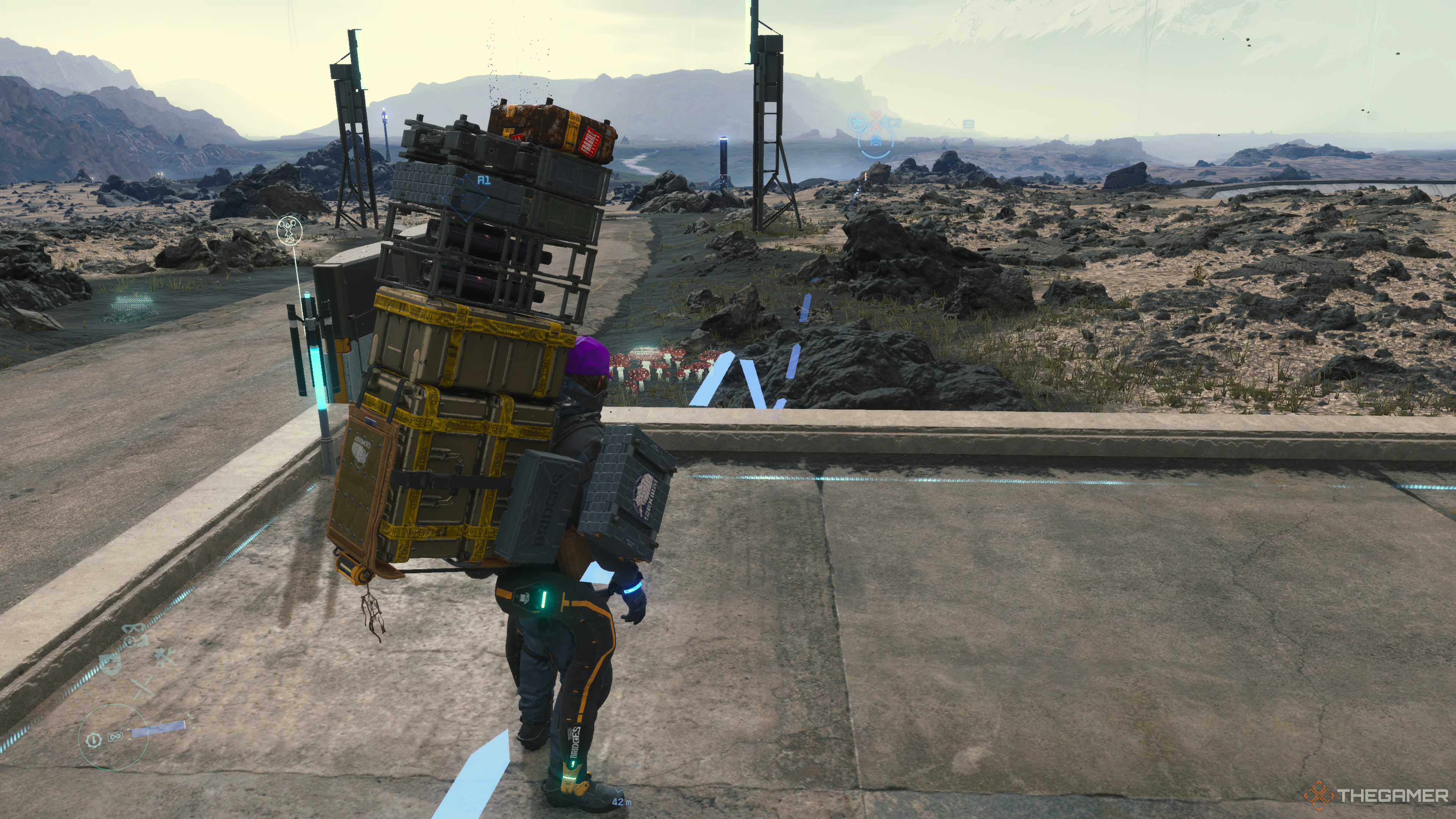 Following a route line in Death Stranding