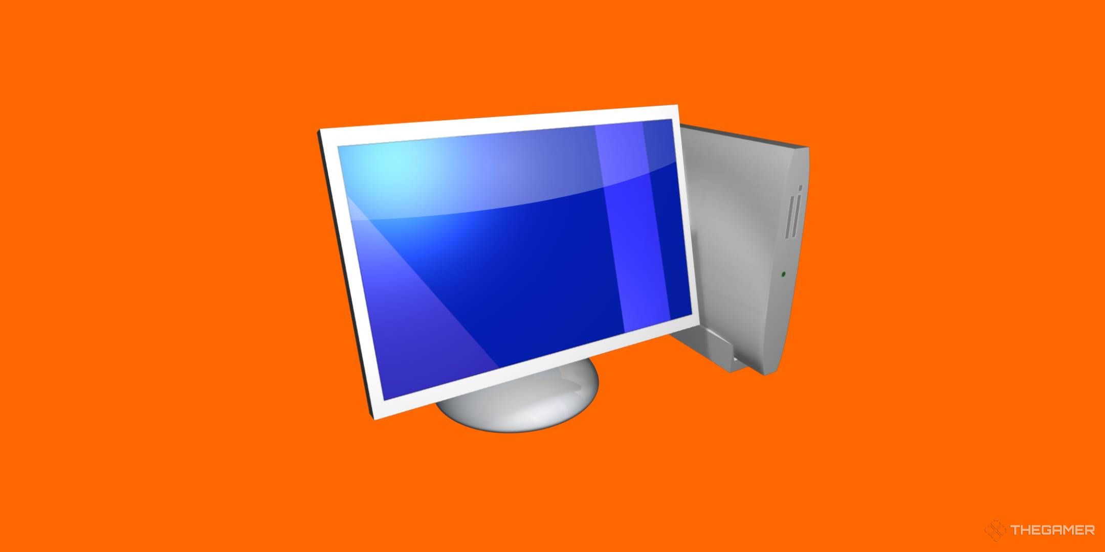 generic monitor on an orange background.