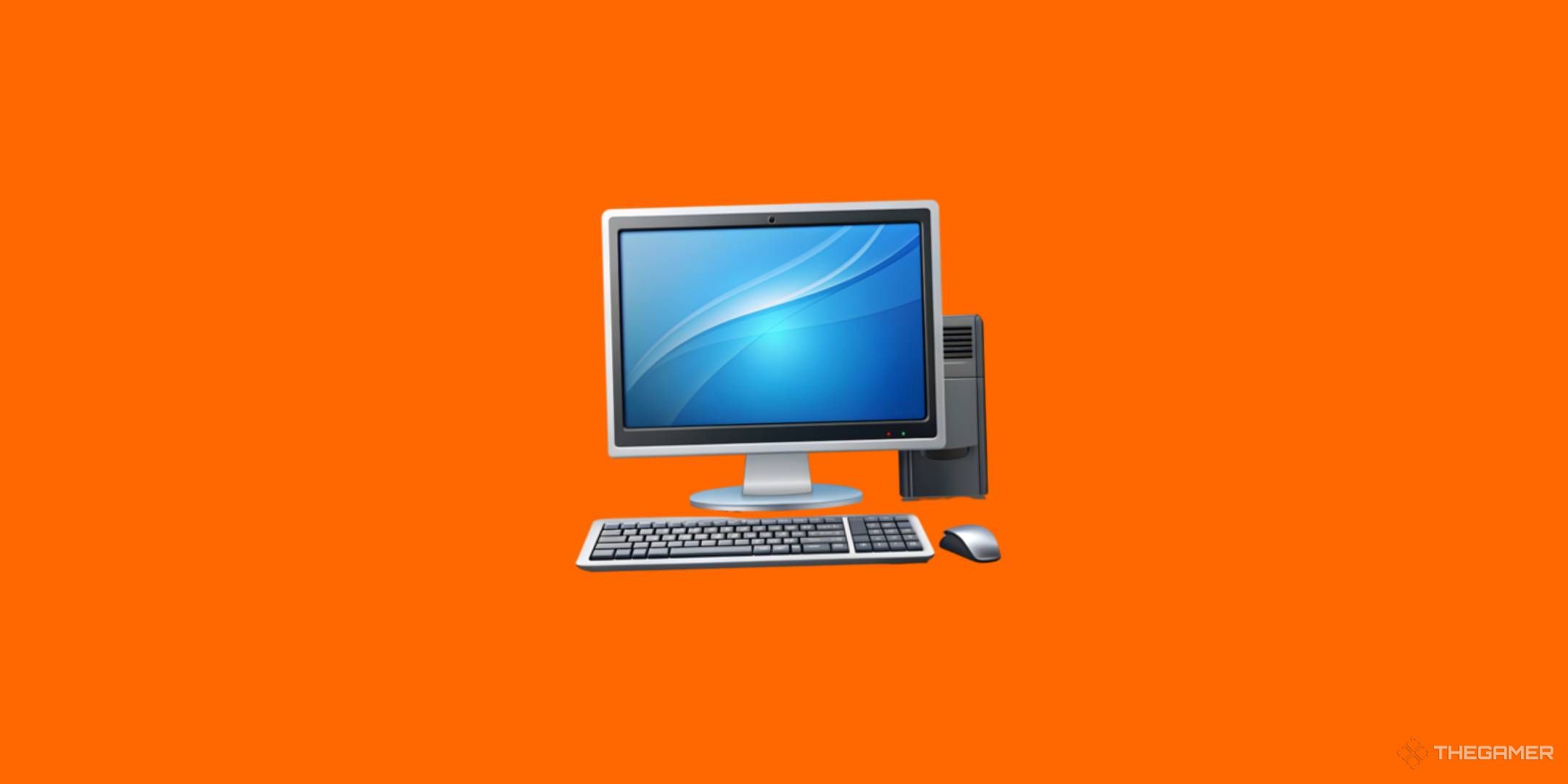 Generic pc on an orange background.