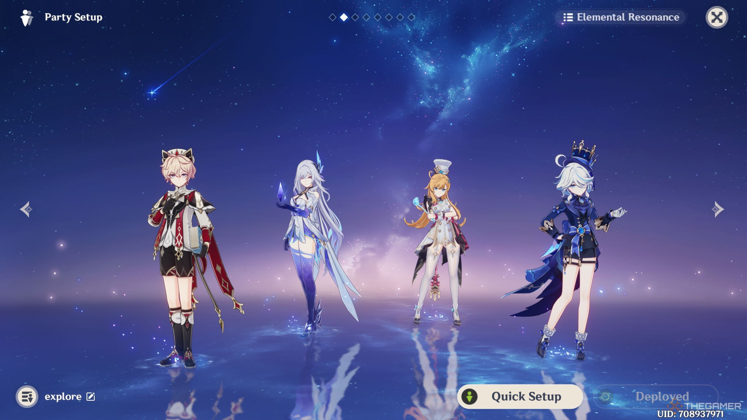 Genshin Impact Dahlia in his best team with Skirk, Escoffier, and Furina.