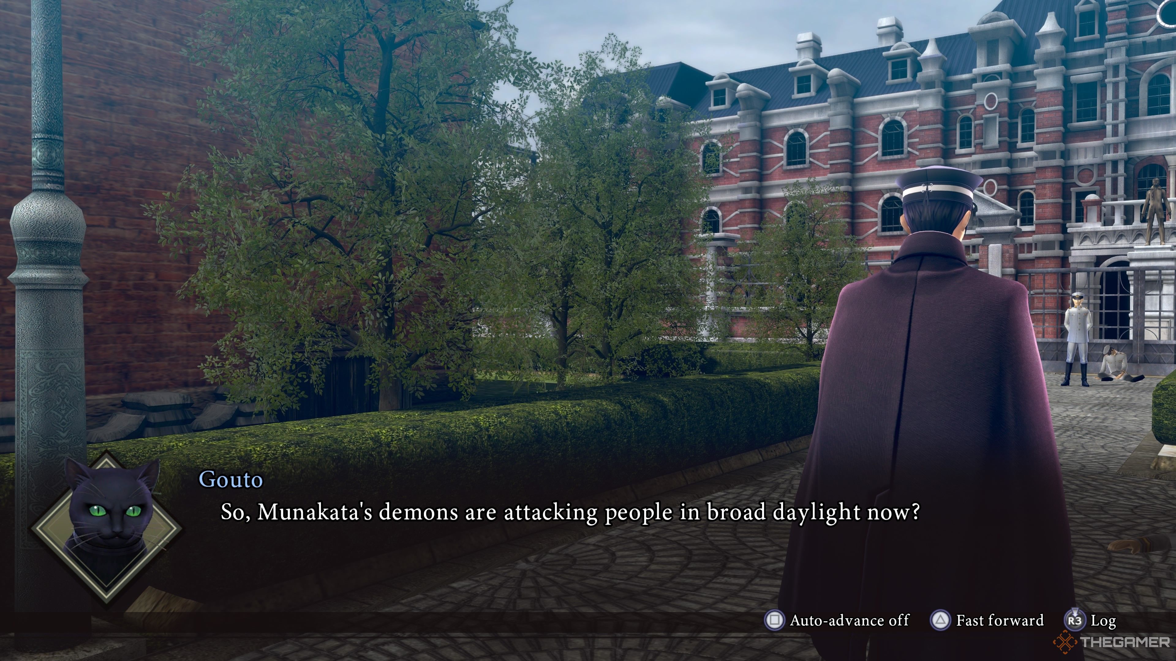 Gouto talking about Munakata and his demons in Raidou Remastered The Mystery of the Soulless Army.
