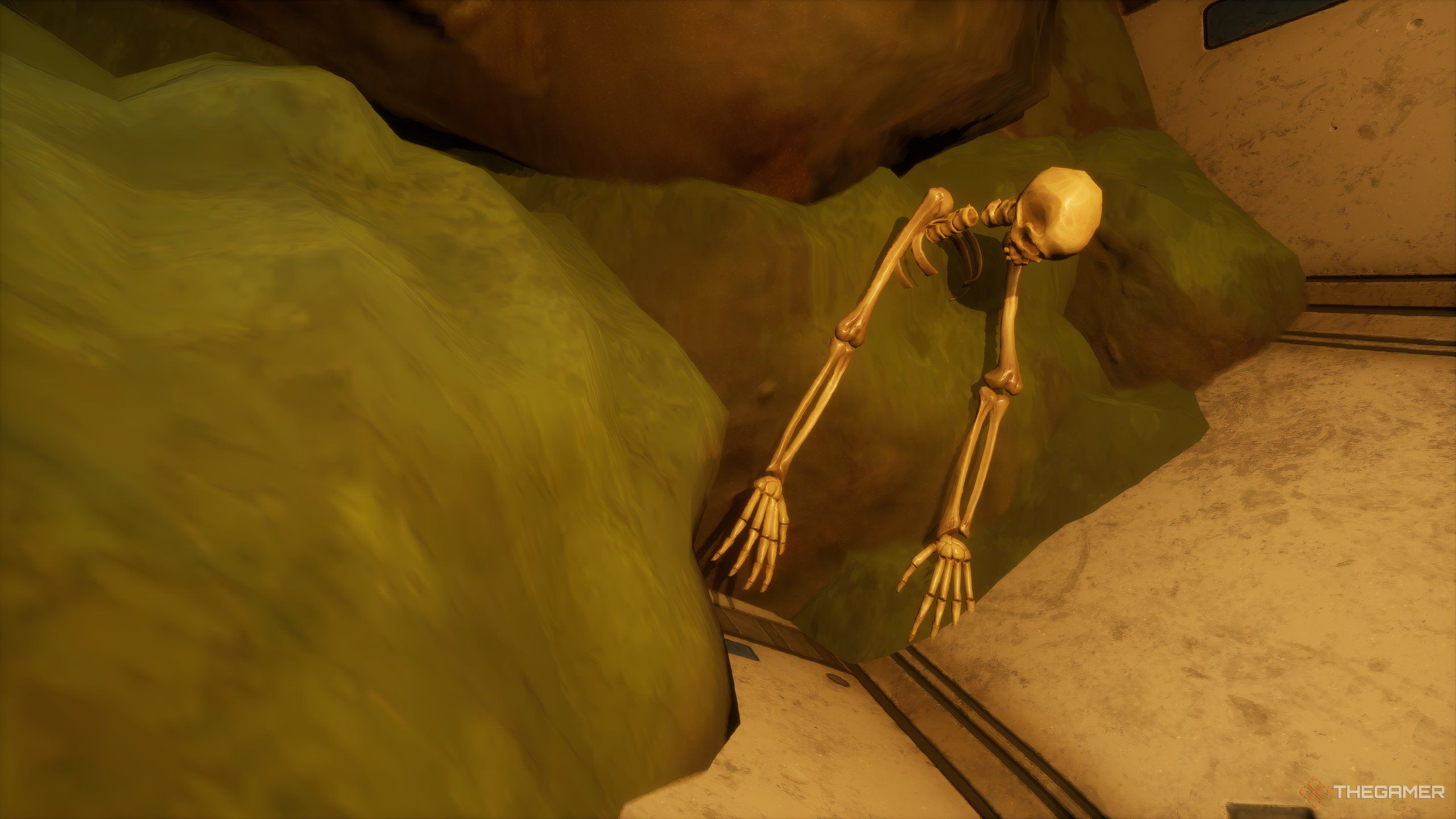 A skeleton in Grounded.