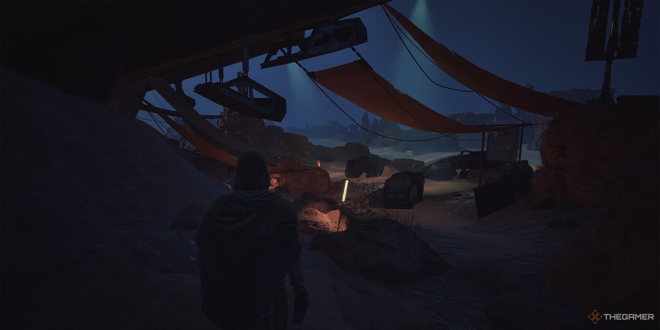The player standing outside the Wreck of the Alcyon in Dune: Awakening.