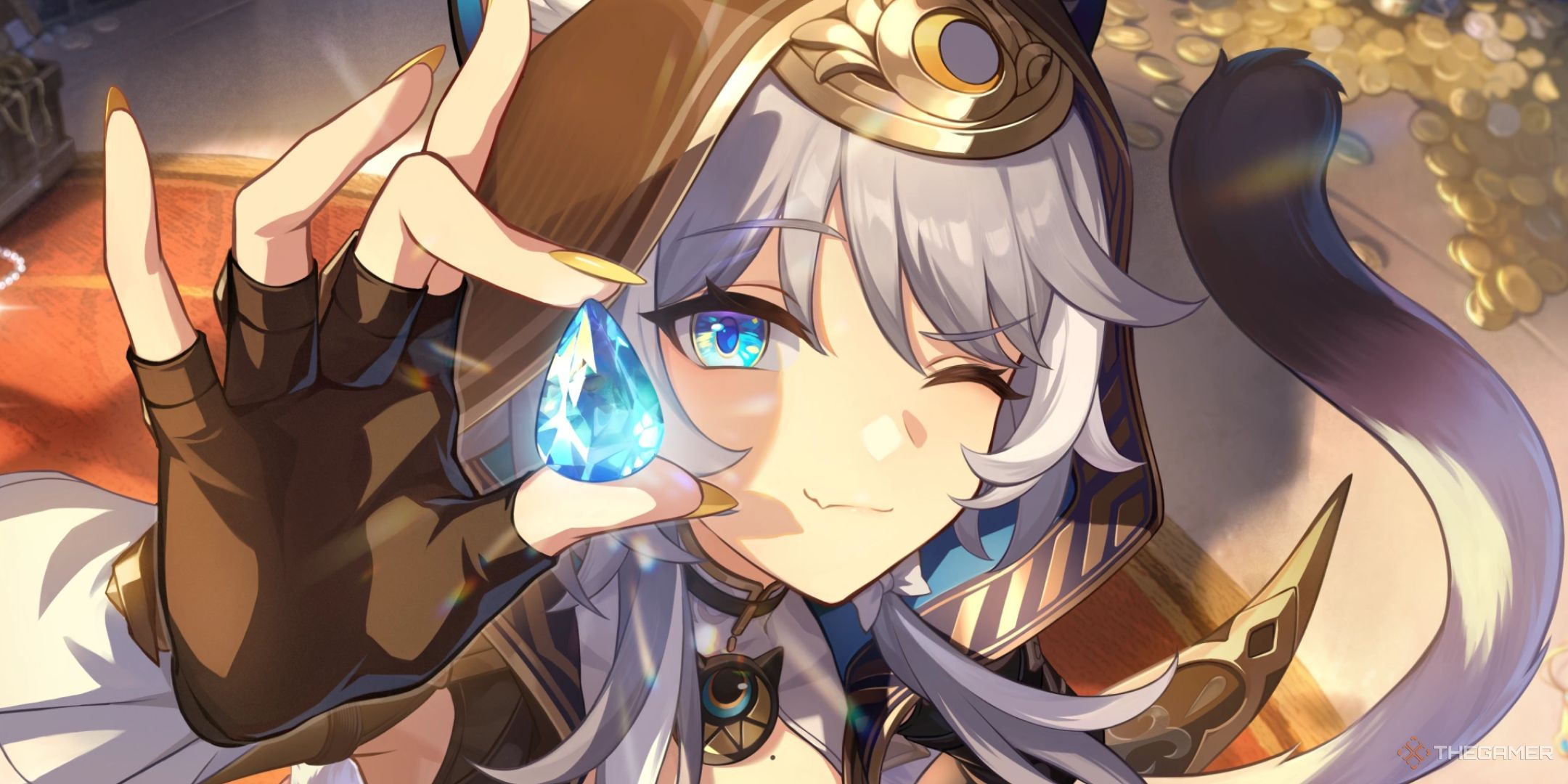 Honkai Star Rail Cipher closeup with a gem in hand