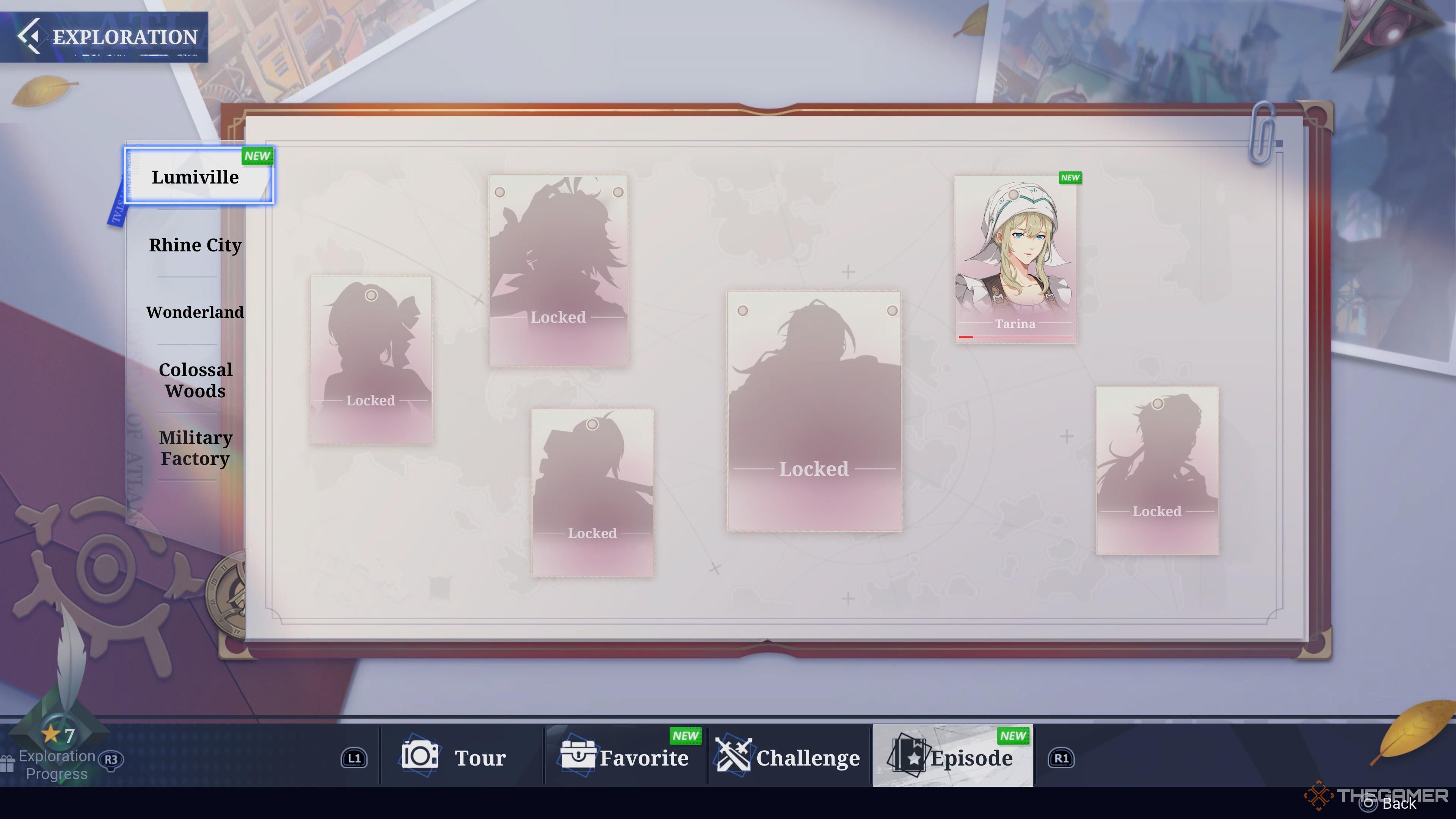 The exploration screen in Crystal of Atlan showing the available episodes to unlock using life skills.