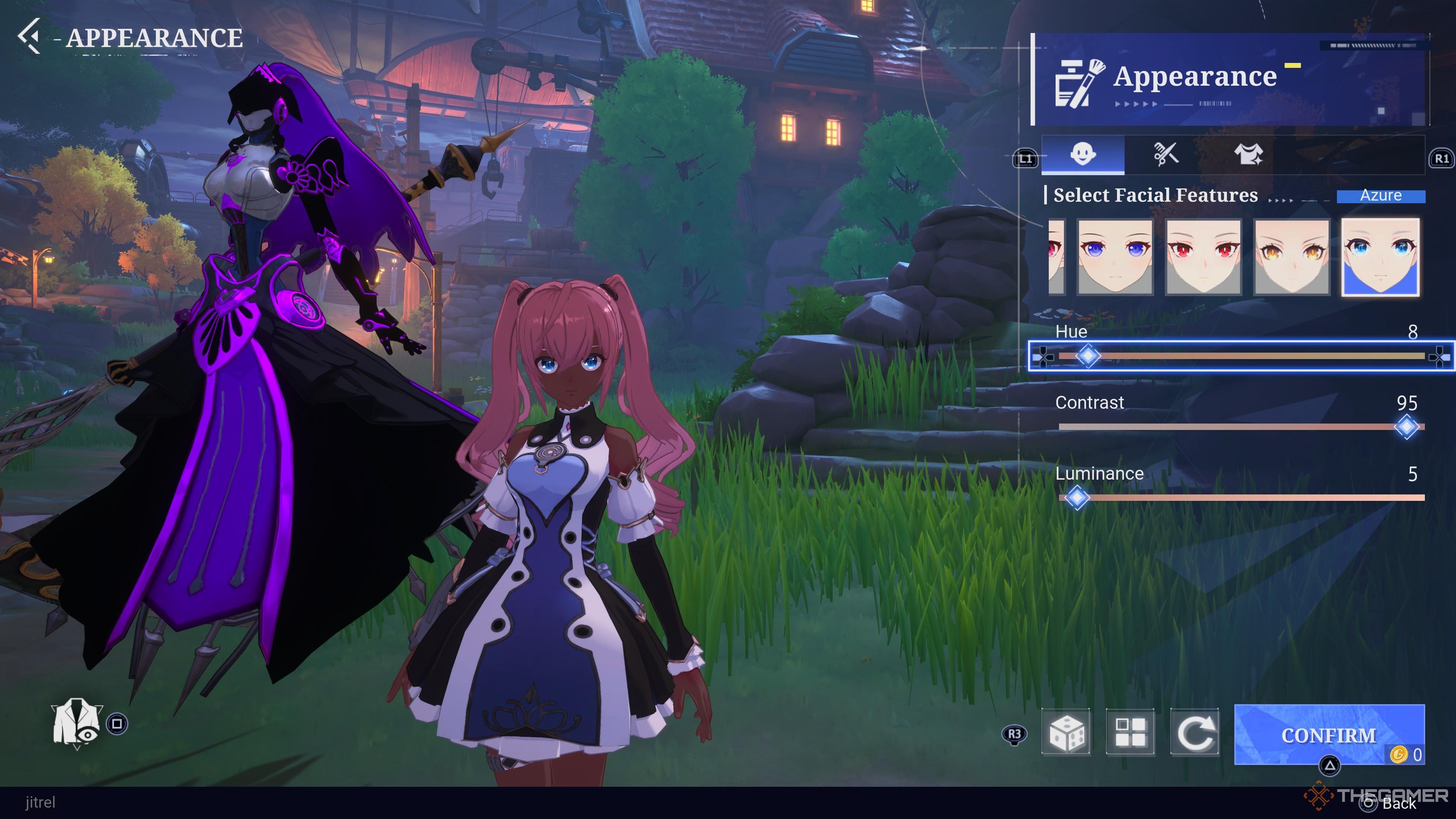 The Puppeteer character customization screen in Crystal of Atlan showing off different facial options.