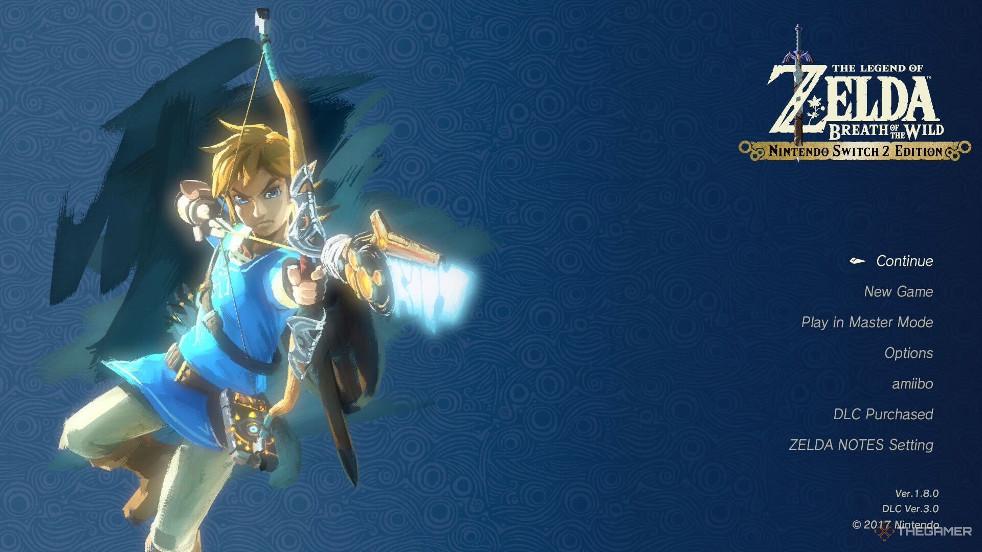 The Legend of Zelda: Breath of the Wild Nintendo Switch 2 Edition Title Screen