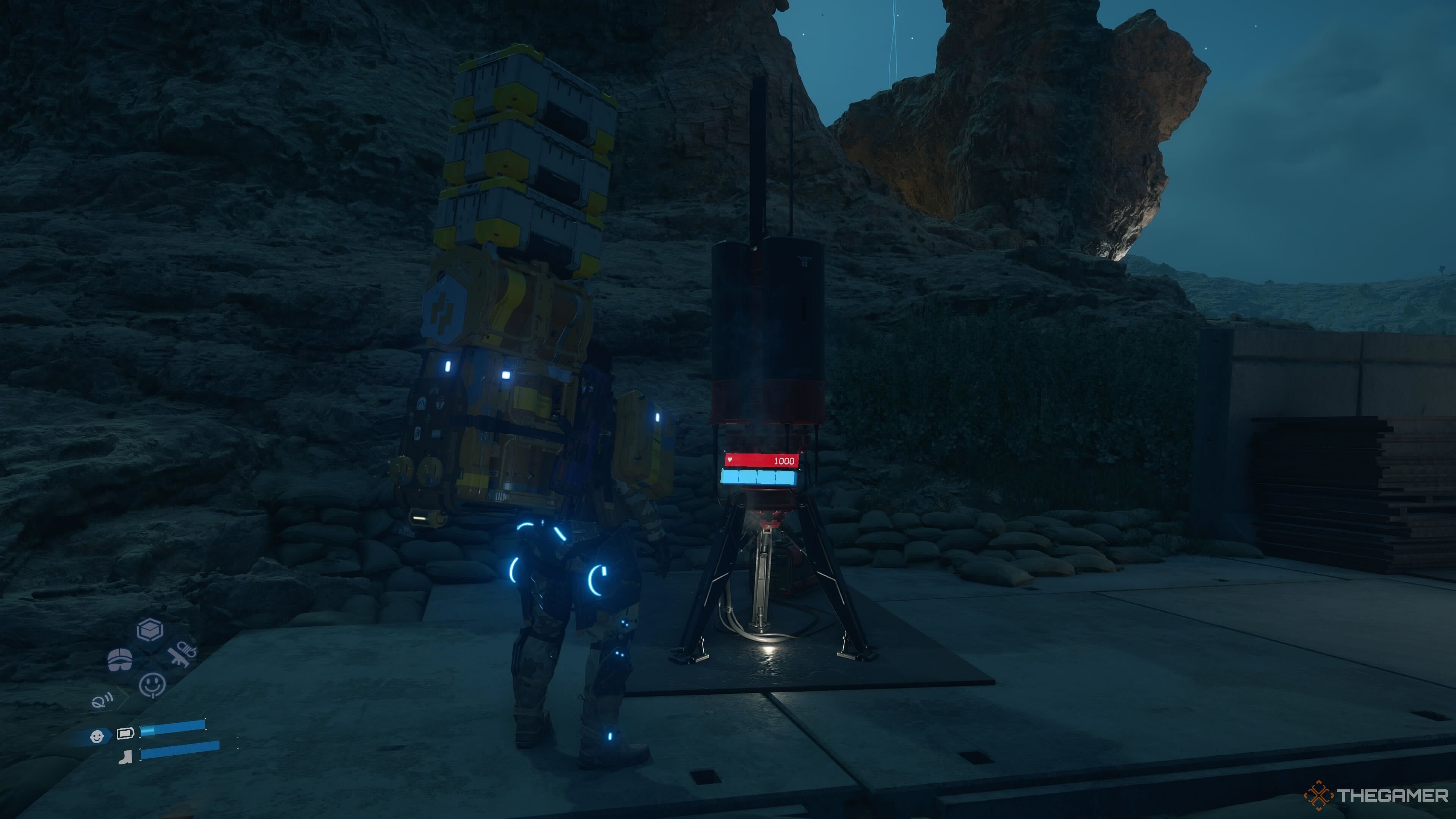 Sam destroys a disruptor located in a bandit camp in Death Stranding 2. 