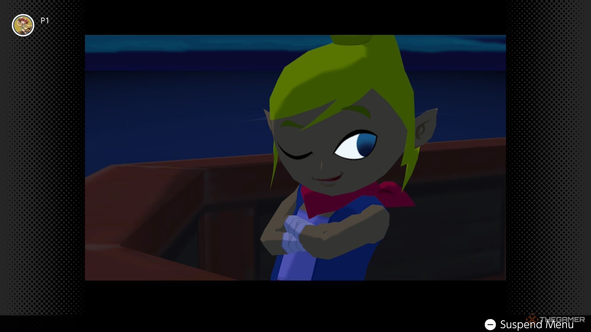 Tetra winks at Link before firing him out of a cannon in Wind Waker. 