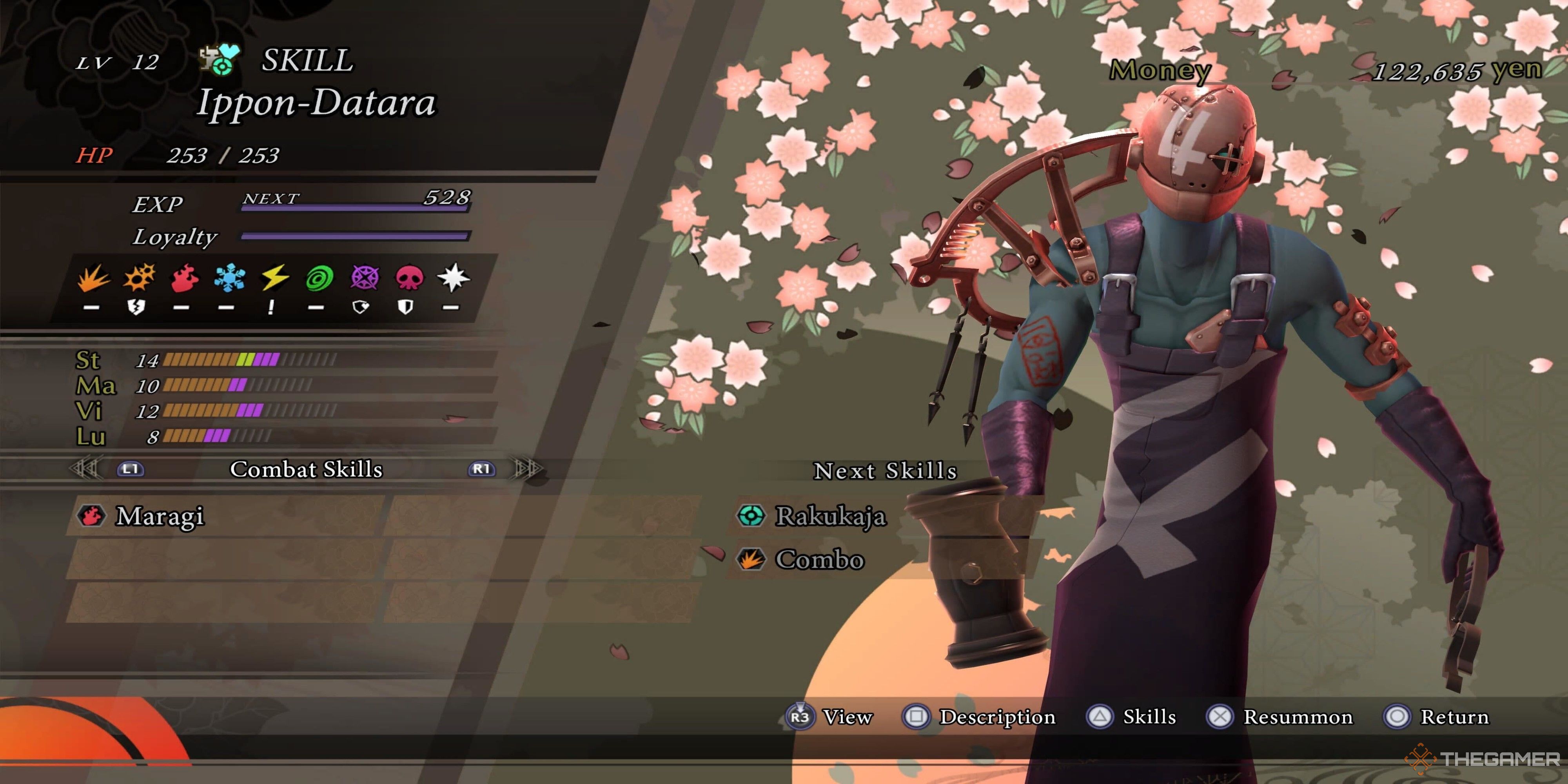 Ippon Datara demon screen and stats from raidou remastered.