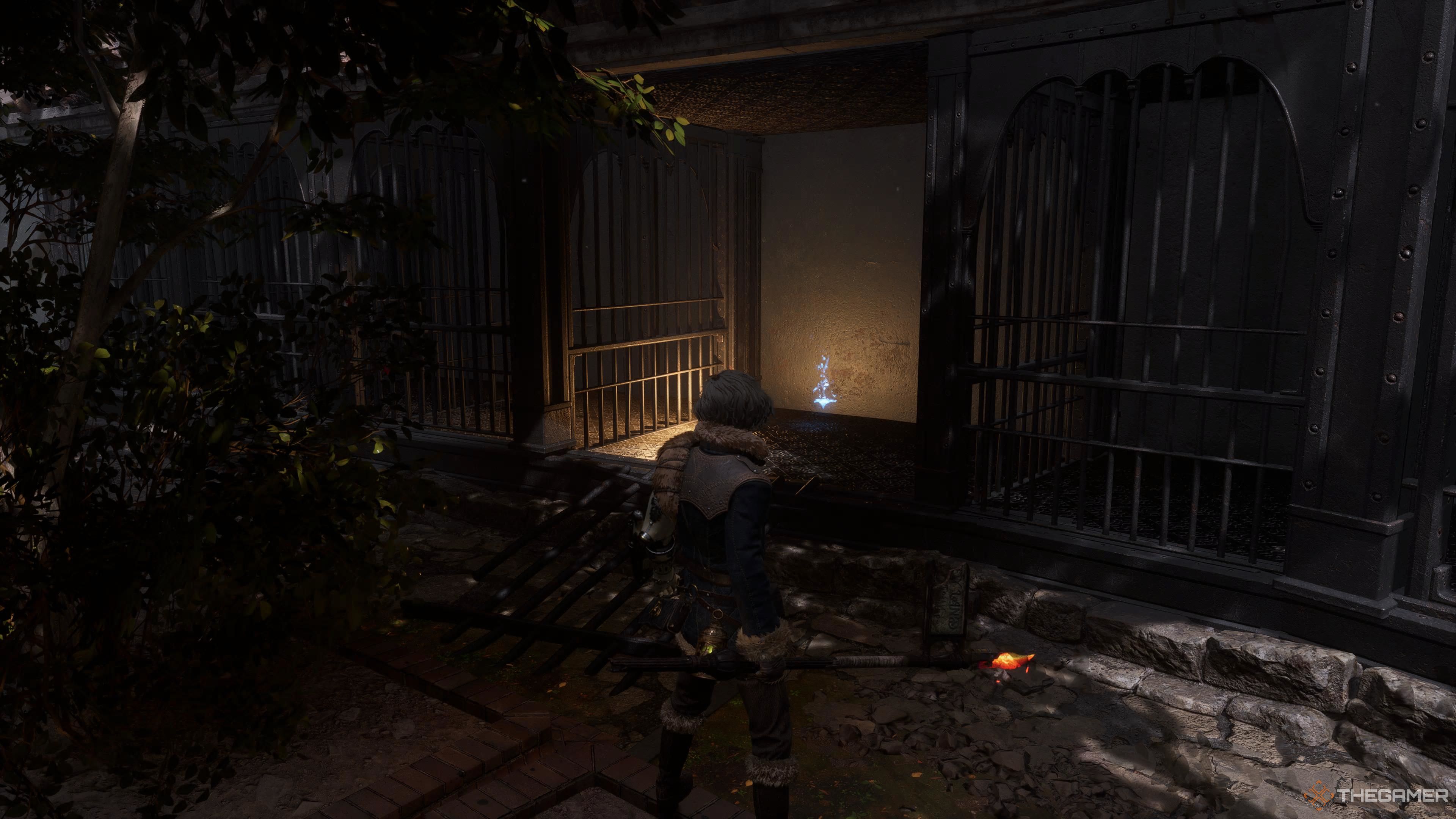 Item waiting in the cage in the Greehouse section in Lies Of P Overture.