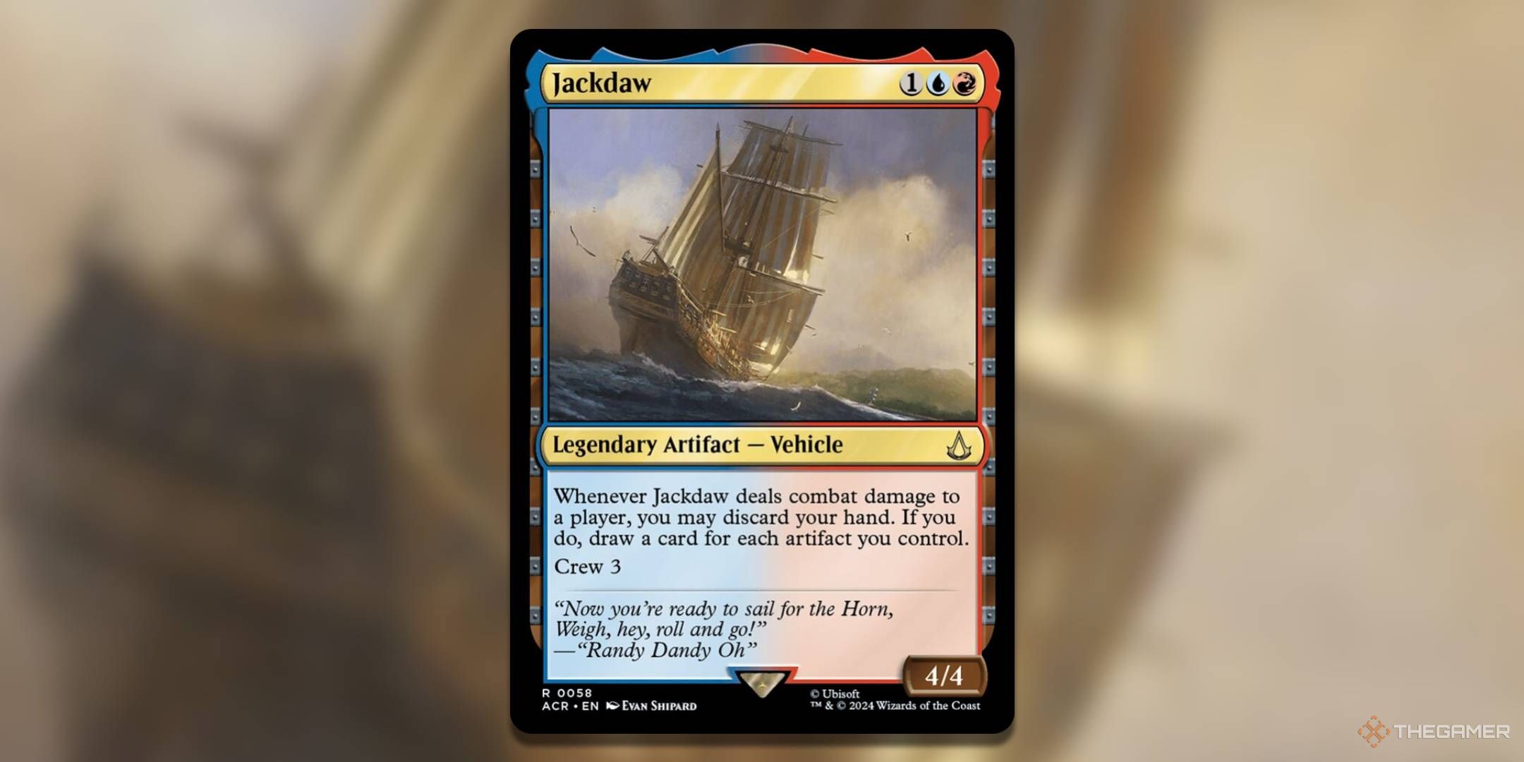 The Jackdaw card, from Magic: The Gathering's Assassin's Creed set.