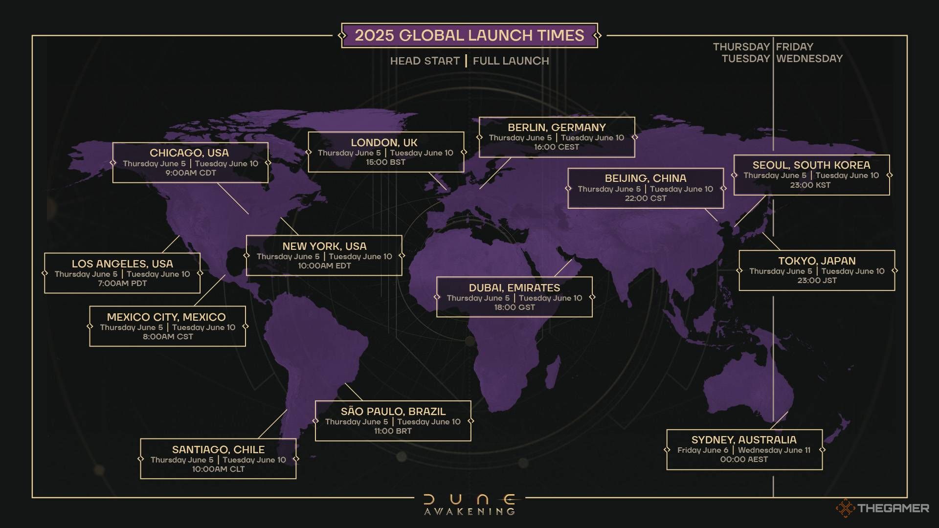 Dune: Awakening server launch times with map