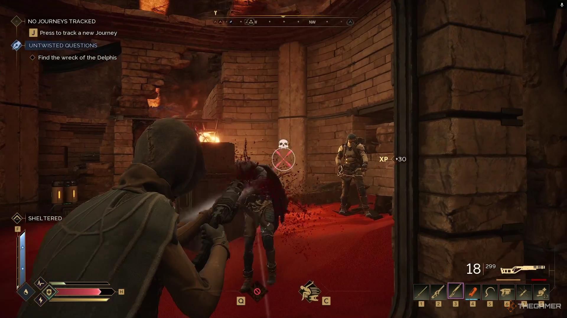 Killing an enemy with a Scattergun in Dune Awakening.