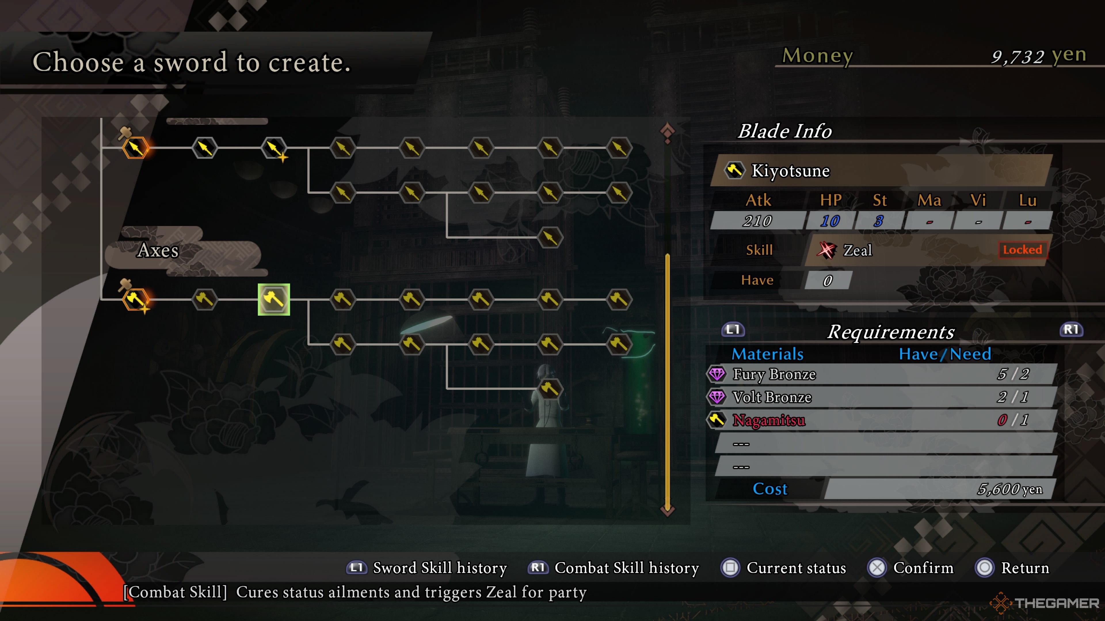 Kiyotsune spear overview in Raidou Remastered The Mystery of the Soulless Army.