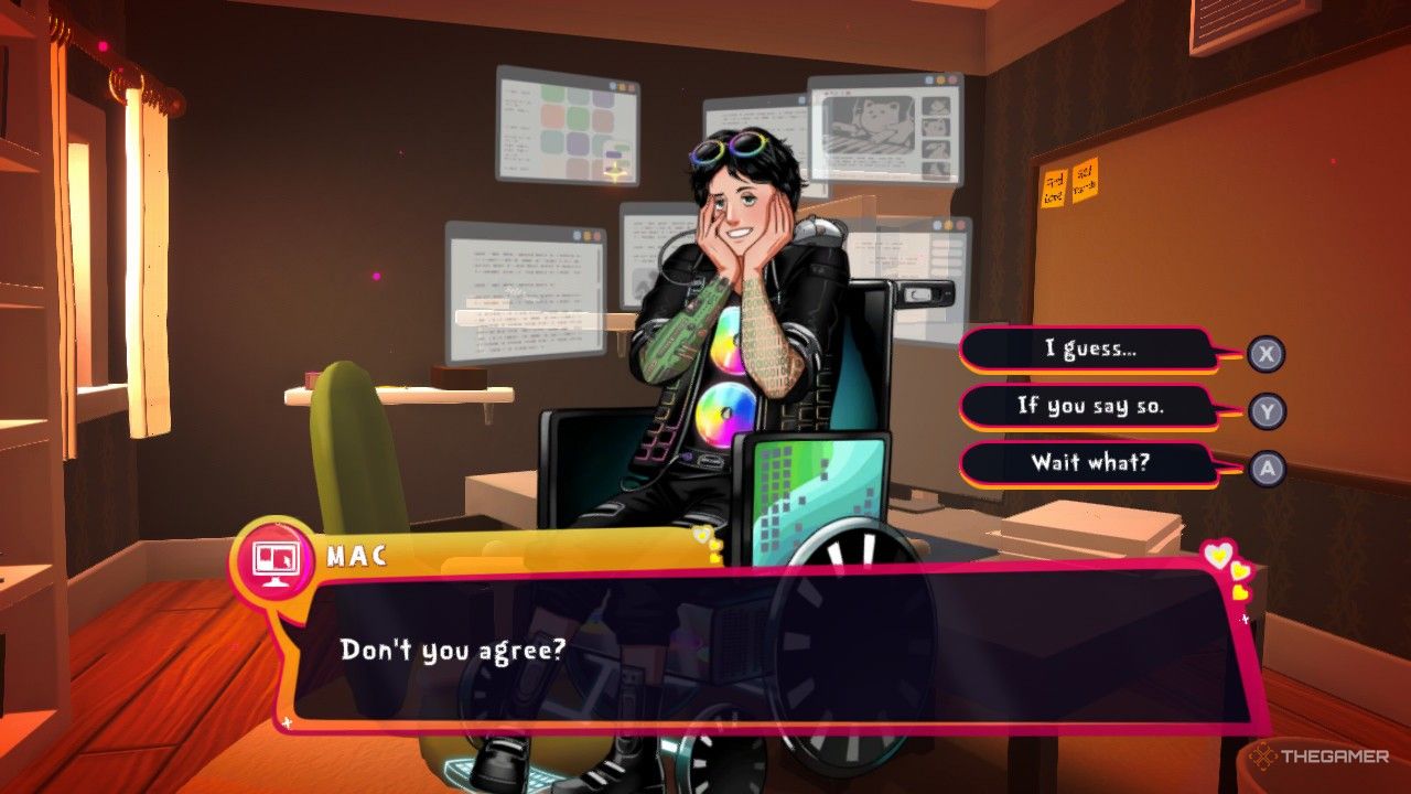 Mac asking you if you're willing to be polyamorous in Date Everything!