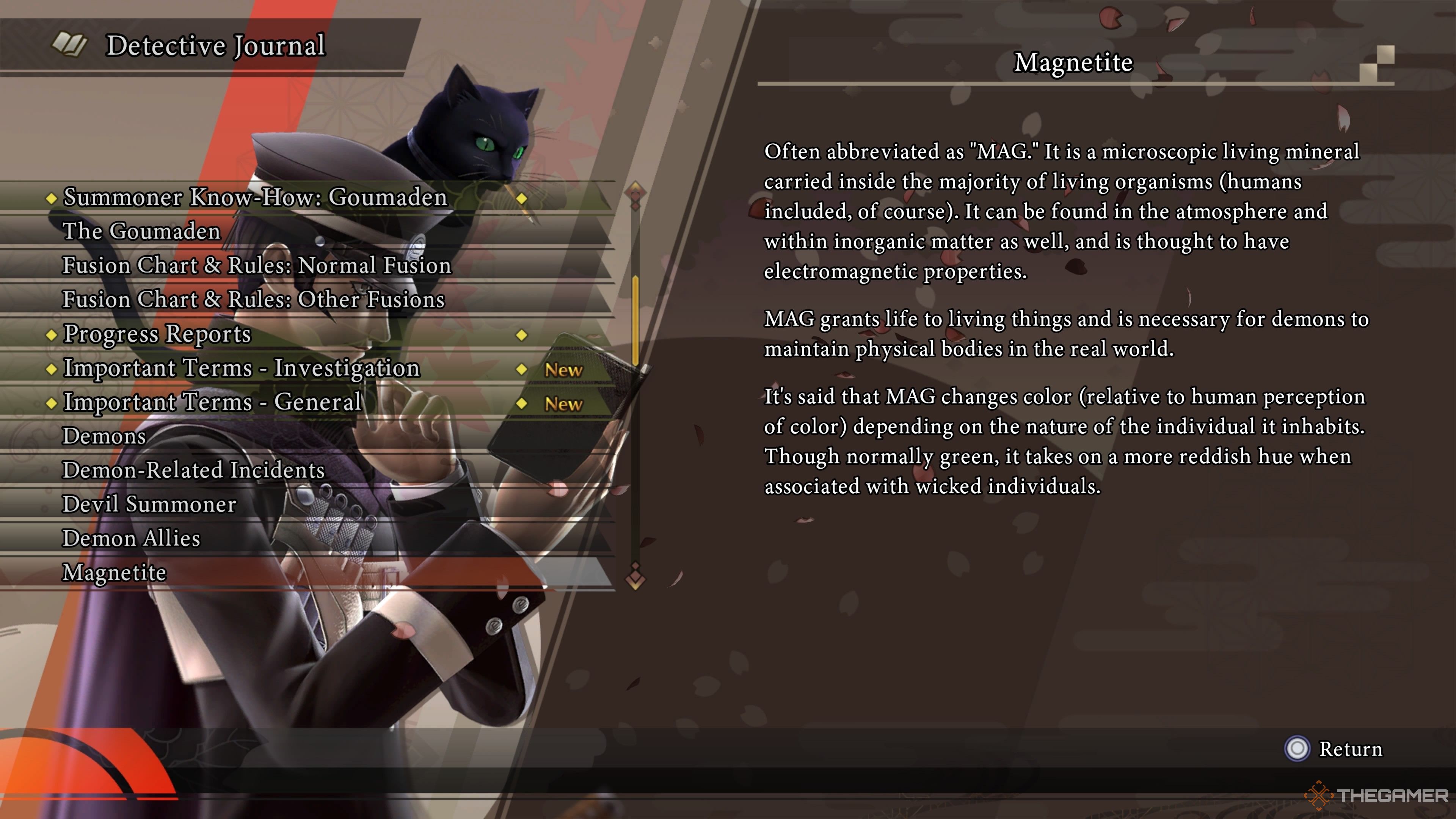 MAG's page in the detective journal in Raidou Remastered Mystery of the Soulless Army.