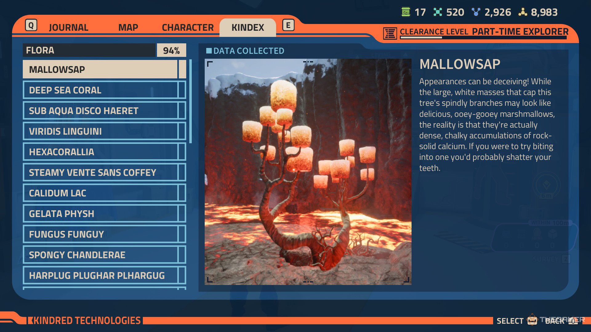 Mallowsap's kindex entry in Revenge of the Savage Planet.