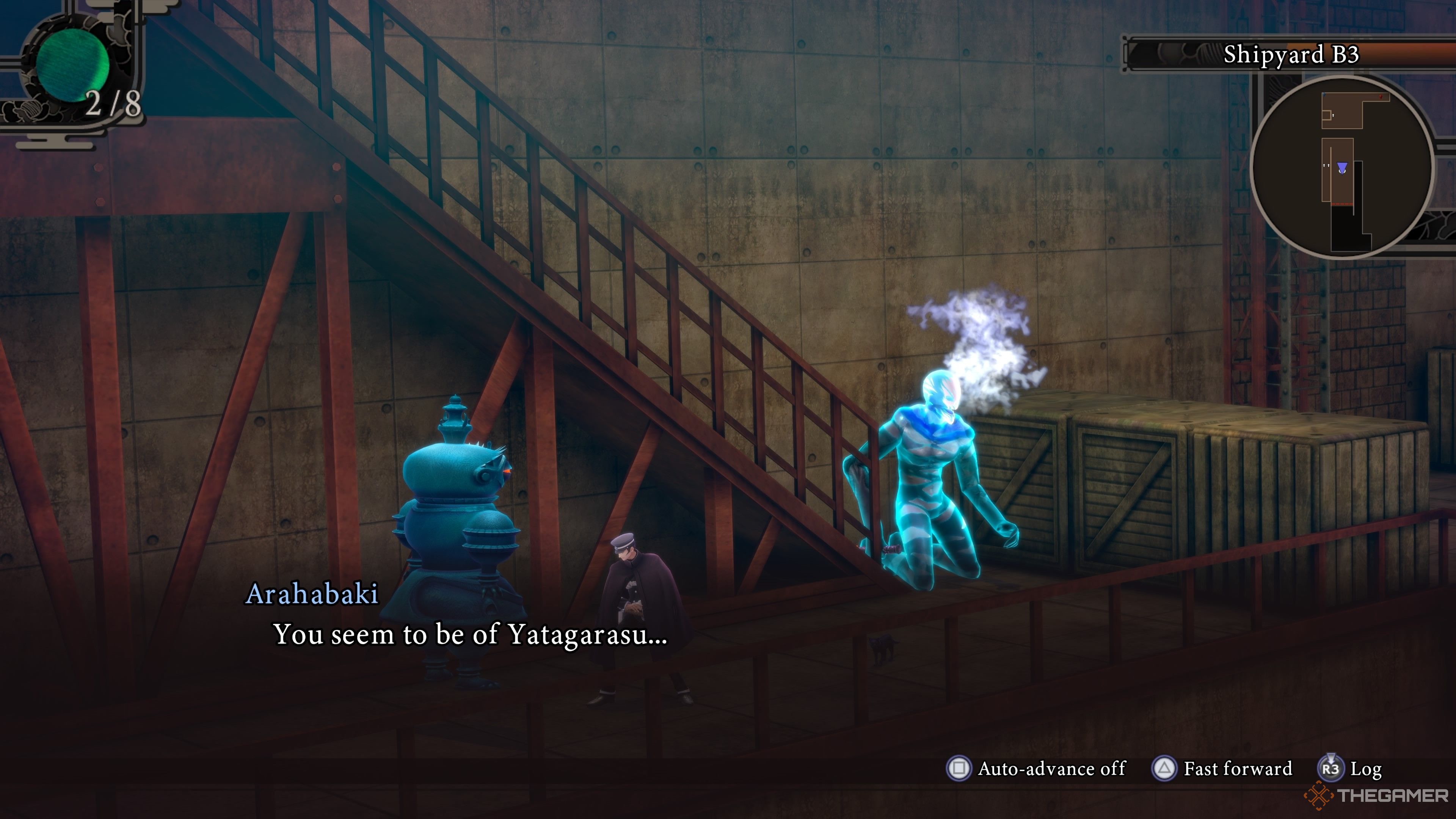 Meeting Arahabaki on Shipyard B3 in Raidou Remastered The Mystery of the Soulless Army.