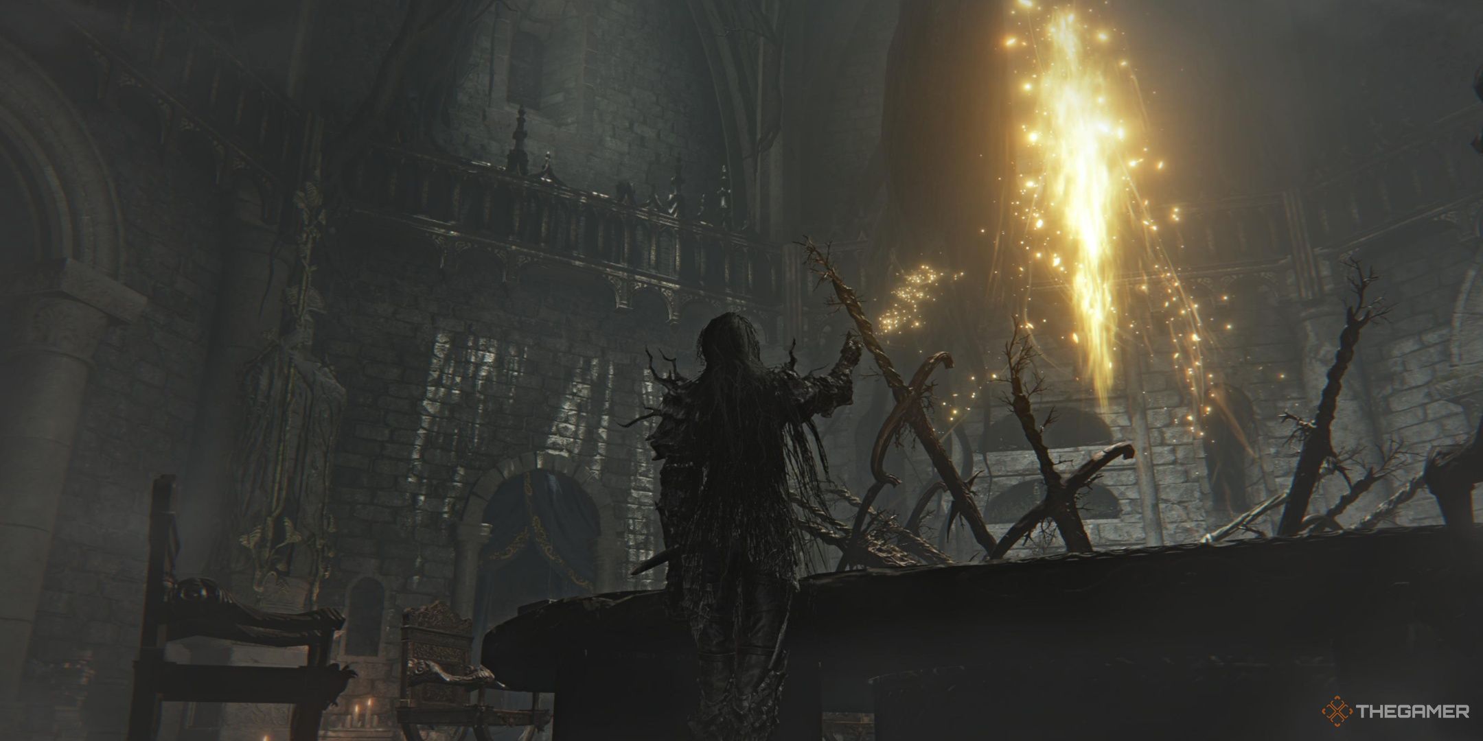 Duchess blessing the iron coin in elden ring nightreign.
