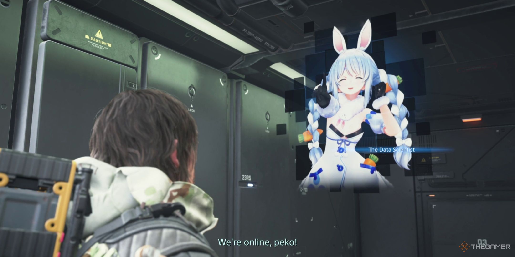 Sam meets the Usada Pekora porter in Death Stranding 2.