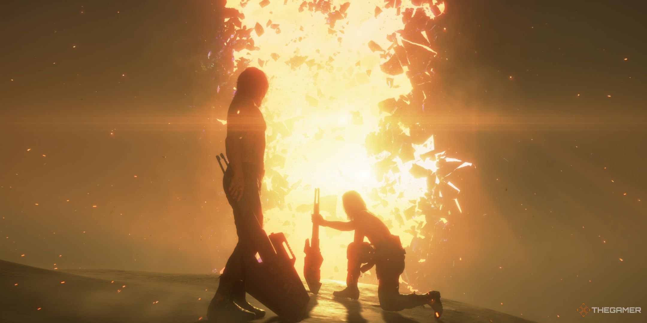 Sam and Higgs do battle at the end of Death Stranding 2. 
