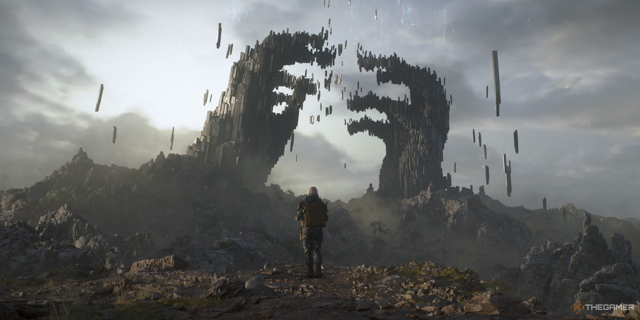 Tomorrow stands in front of a new plate gate at the end of Death Stranding 2. 